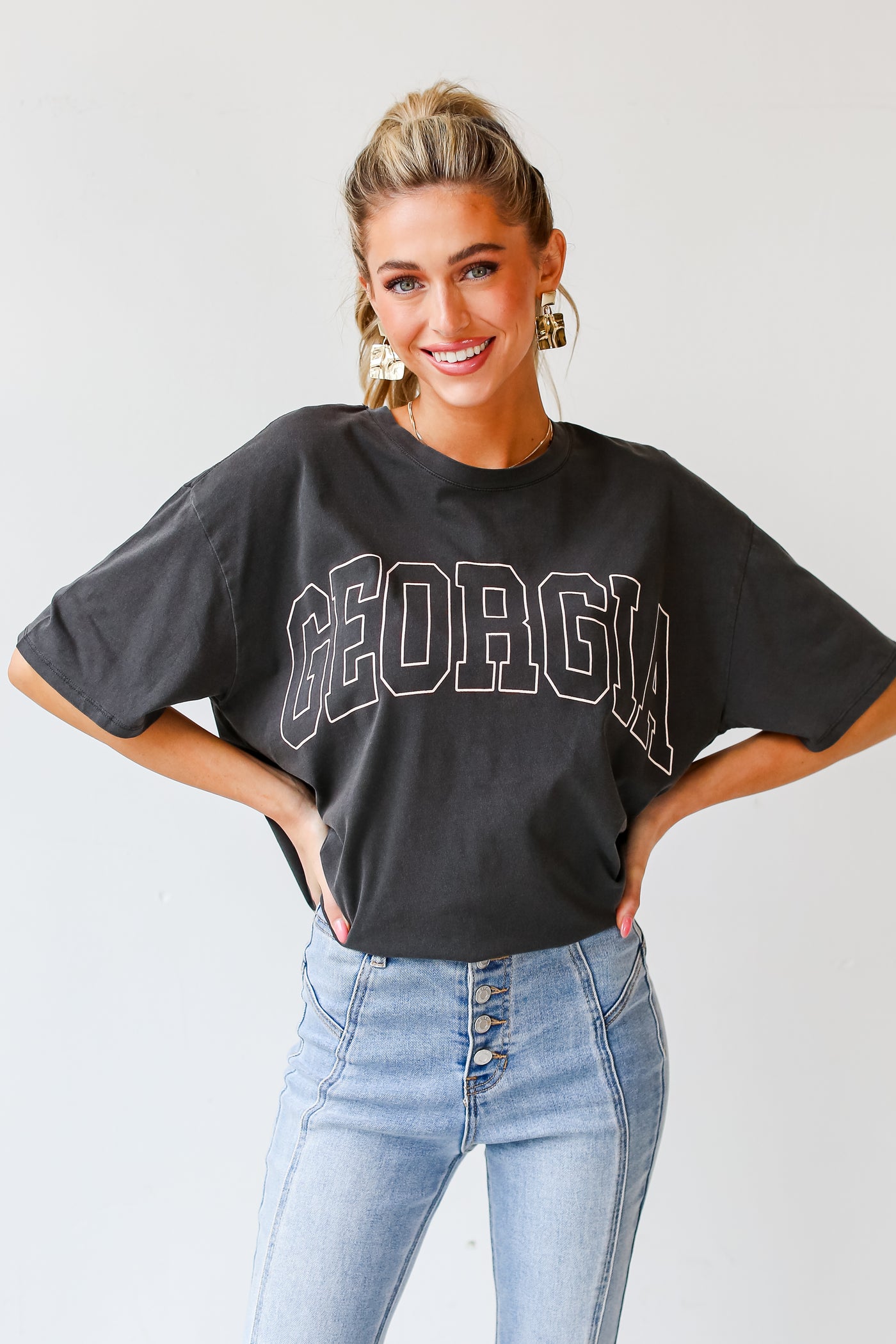 charcoal Georgia Graphic Tee front view