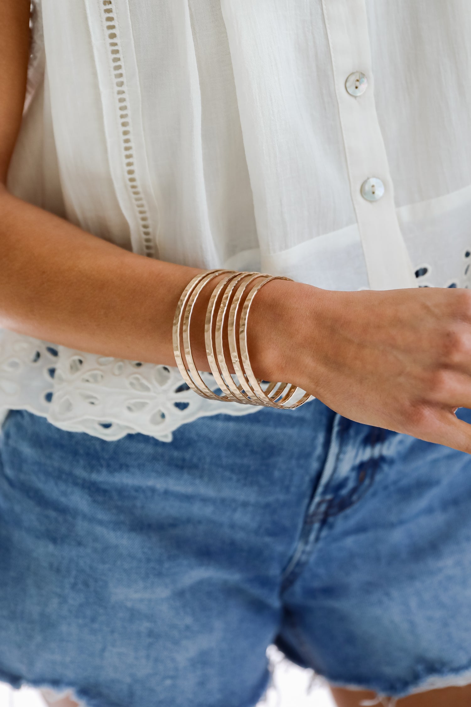 Cute Gold Bangle Set Trendy Bracelets For Women Dress Up