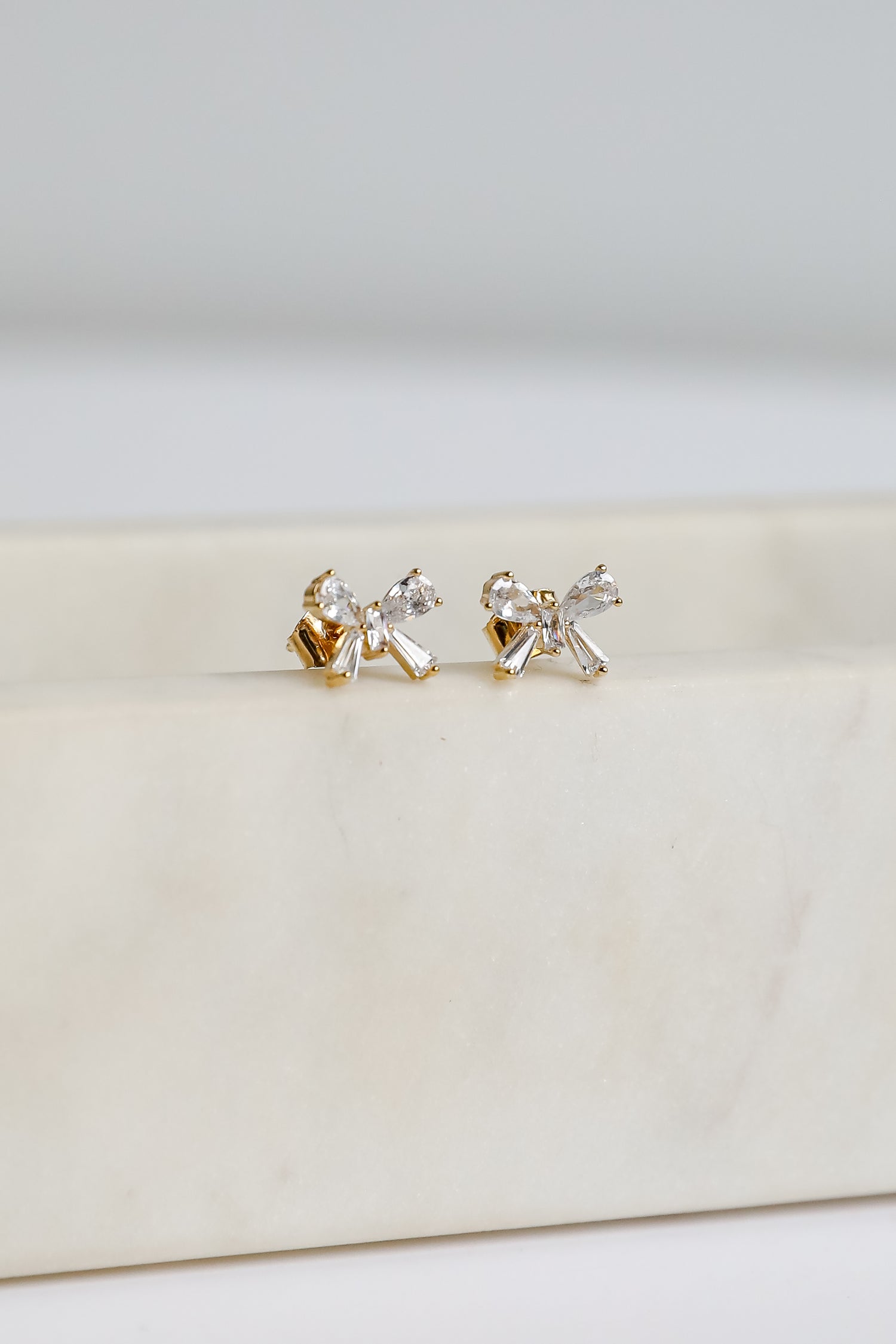 Claudia Gold Gemstone Bow Stud Earrings