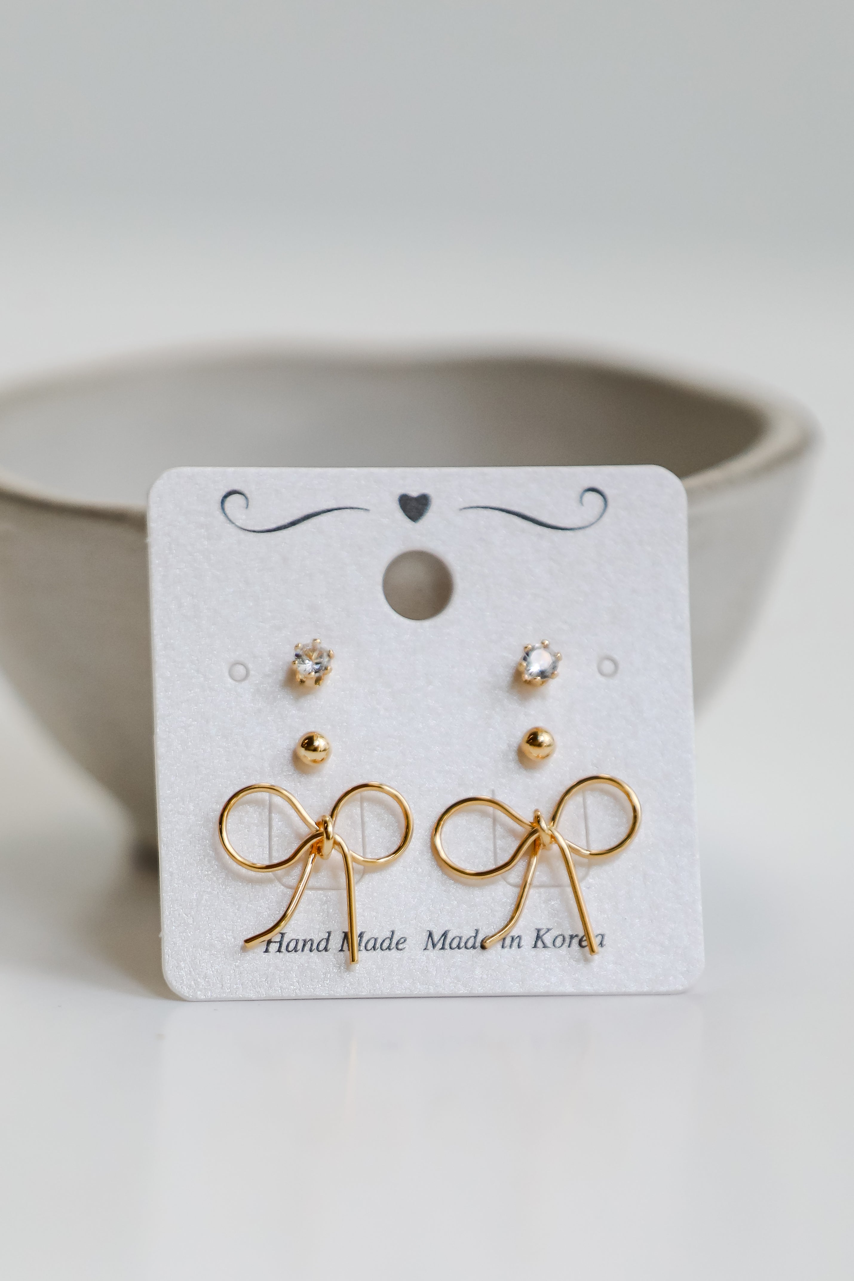 Kaylee Gold Bow Stud Earring Set