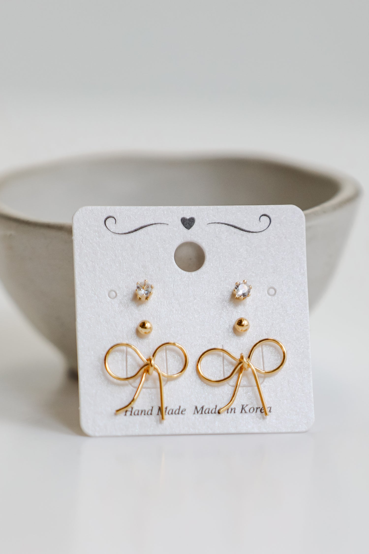 Kaylee Gold Bow Stud Earring Set