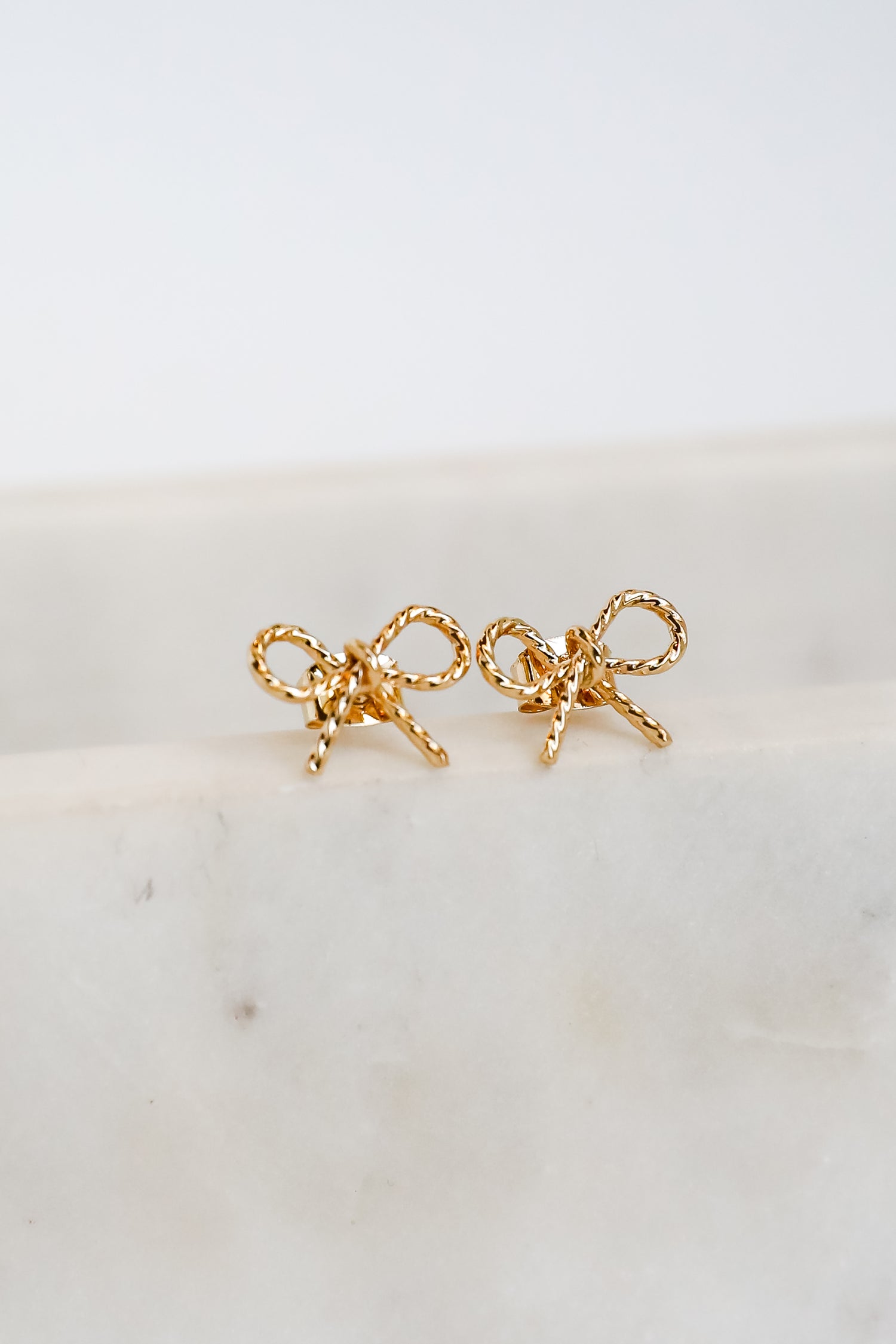 Elaine Gold Bow Stud Earrings