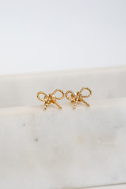 Elaine Gold Bow Stud Earrings