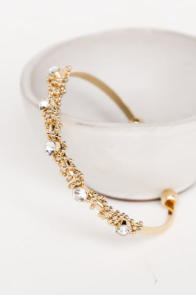 Gold Rhinestone Cuff Bracelet close up
