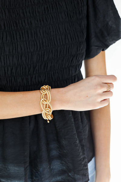 Gold Chainlink Bracelet on model