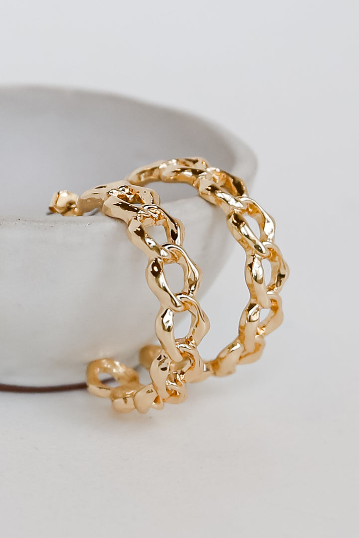 Gold Chainlink Hoop Earrings