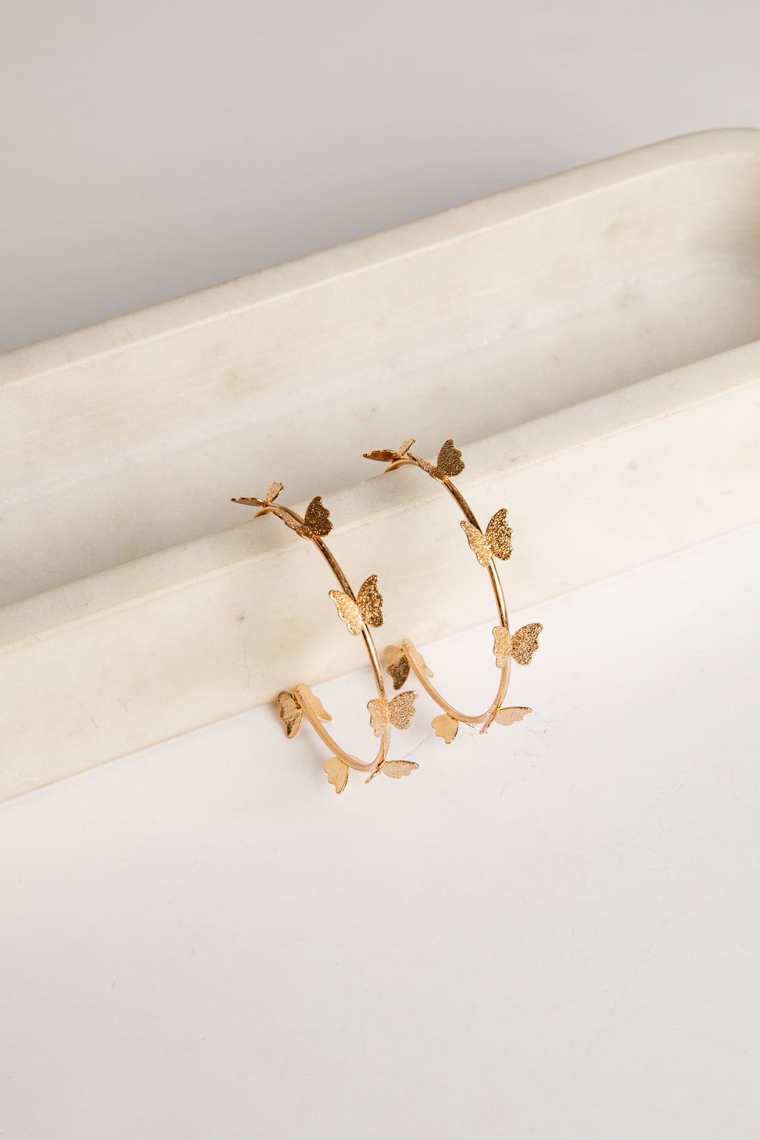 Gold Butterfly Hoop Earrings
