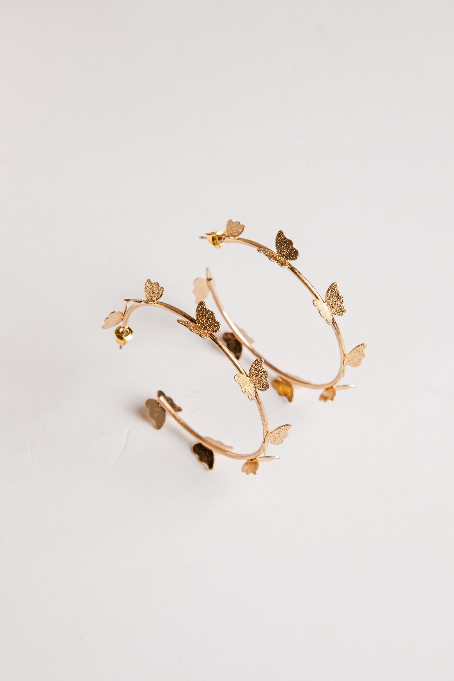 Gold Butterfly Hoop Earrings