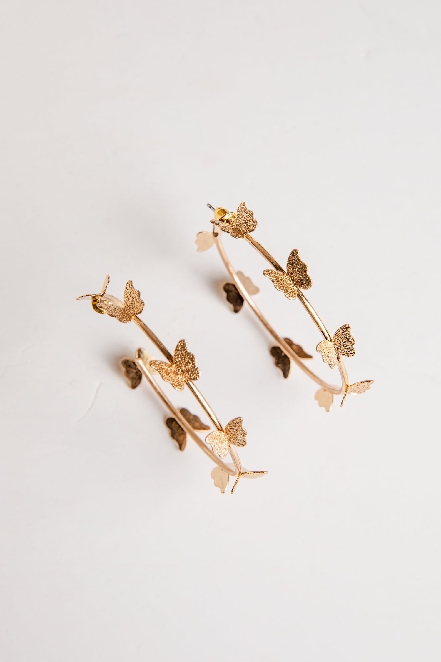 Gold Butterfly Hoop Earrings