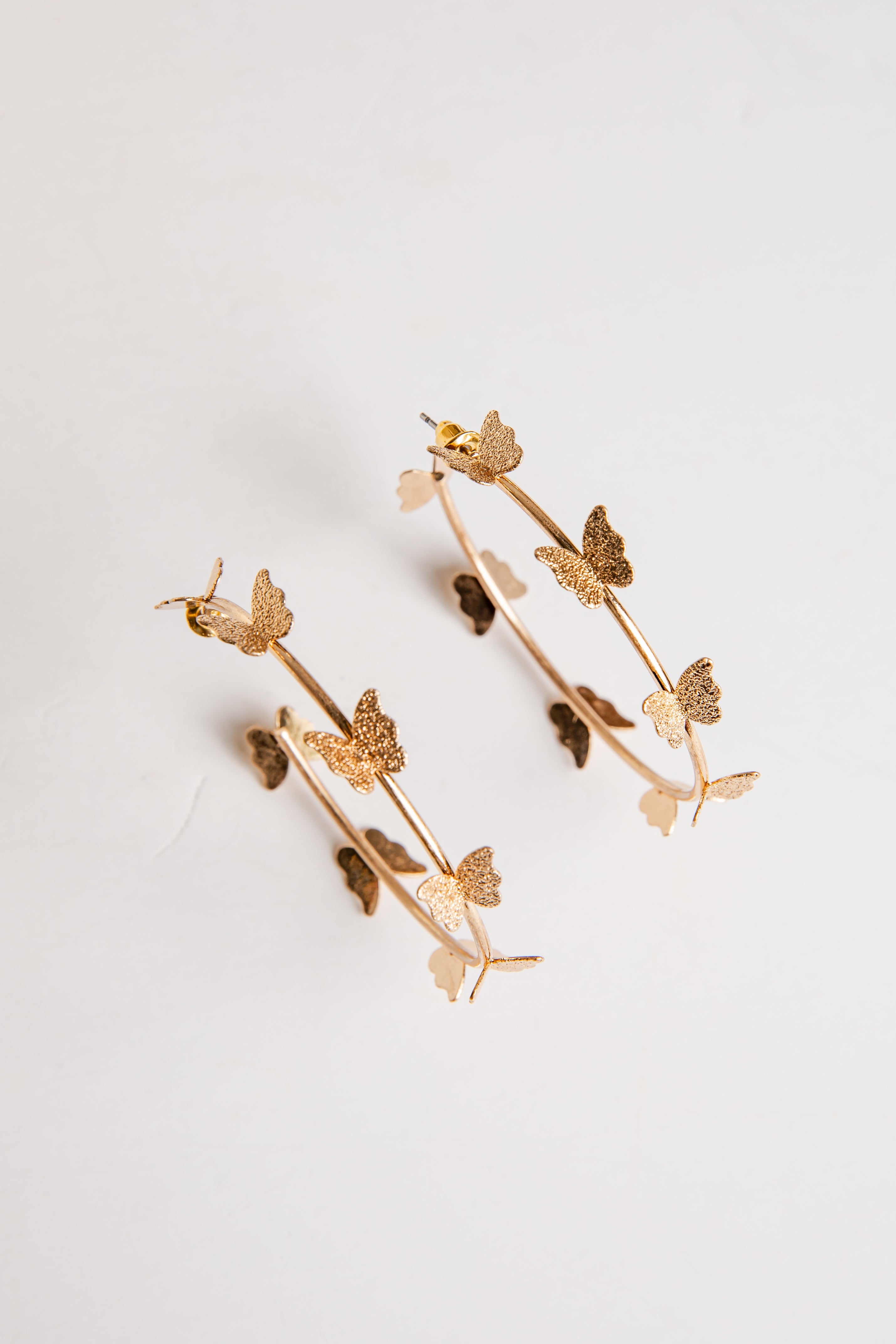 Gold Butterfly Hoop Earrings