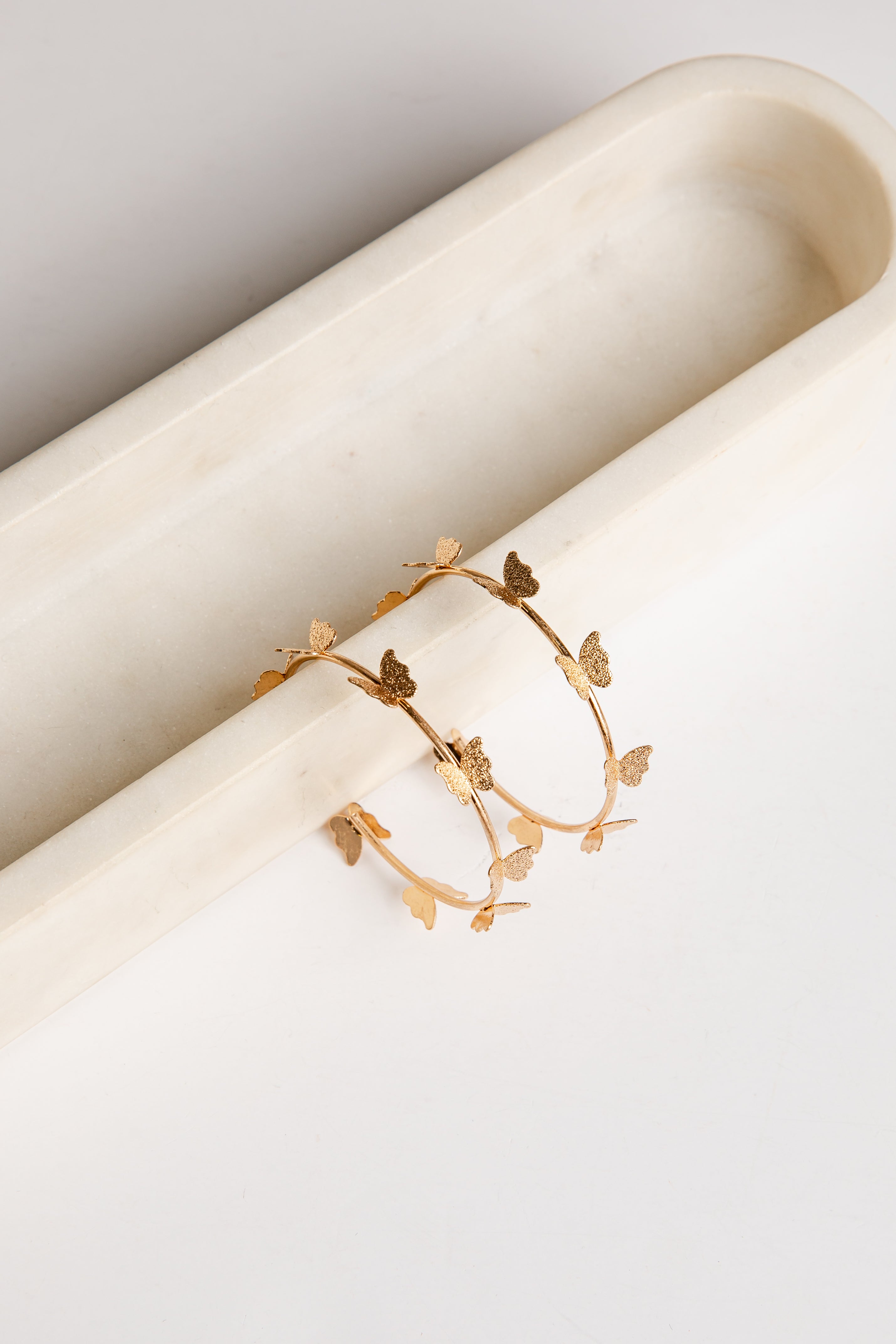 Gold Butterfly Hoop Earrings