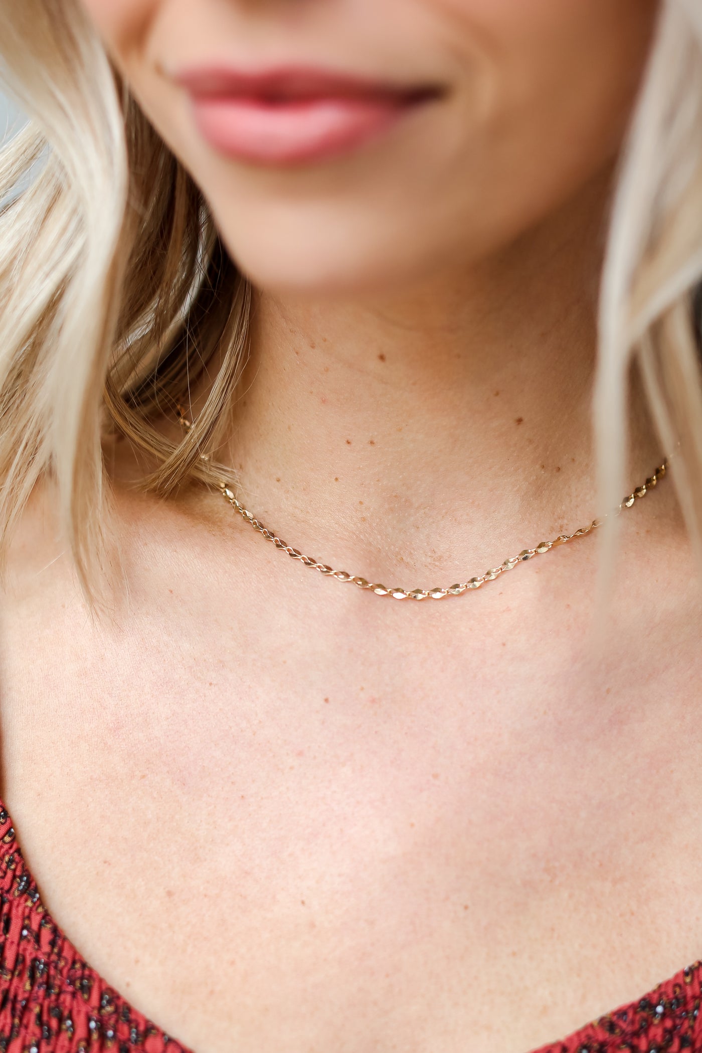 Gold Chain Necklace on model