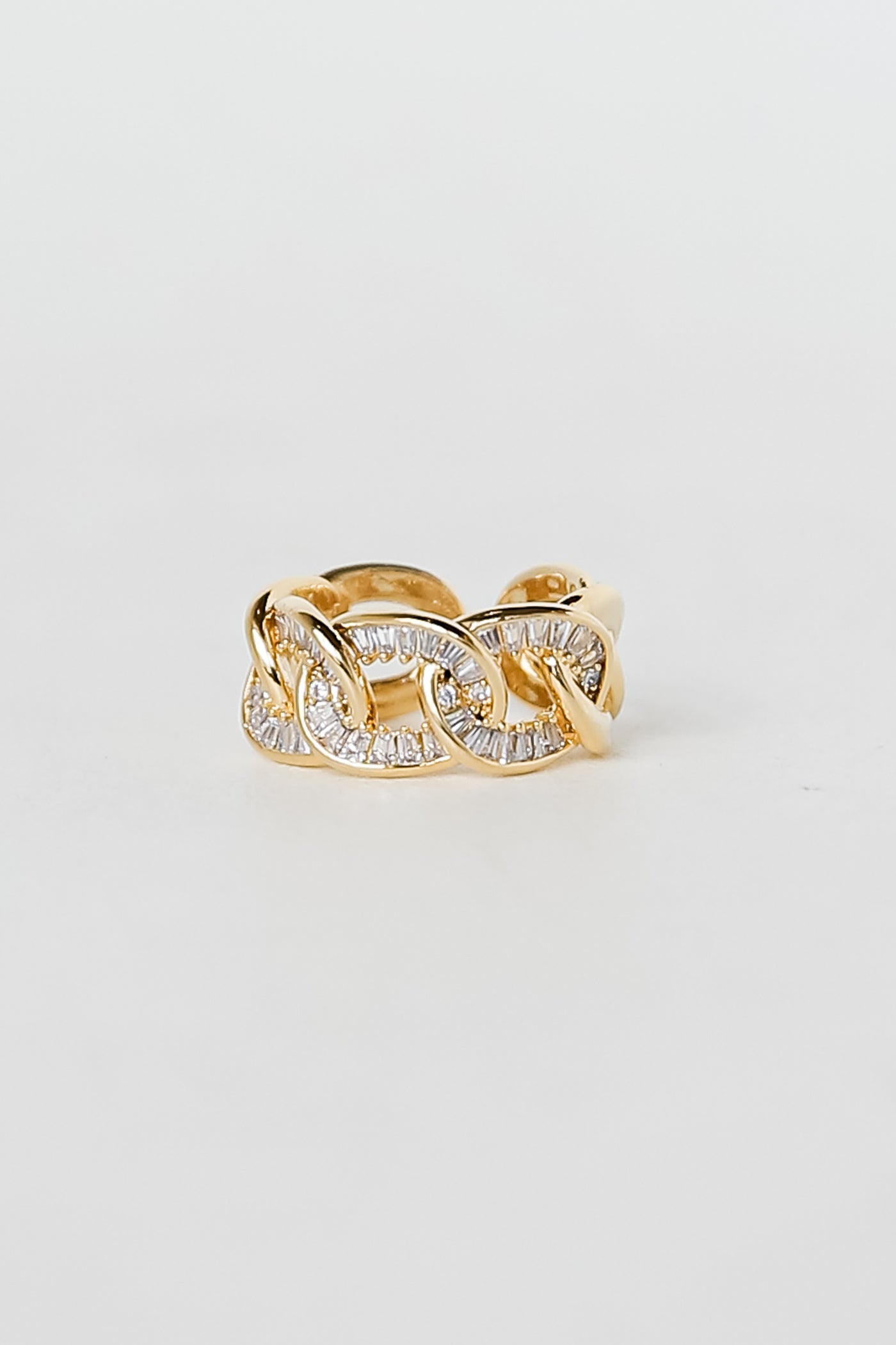 Gold Rhinestone Chain Ring