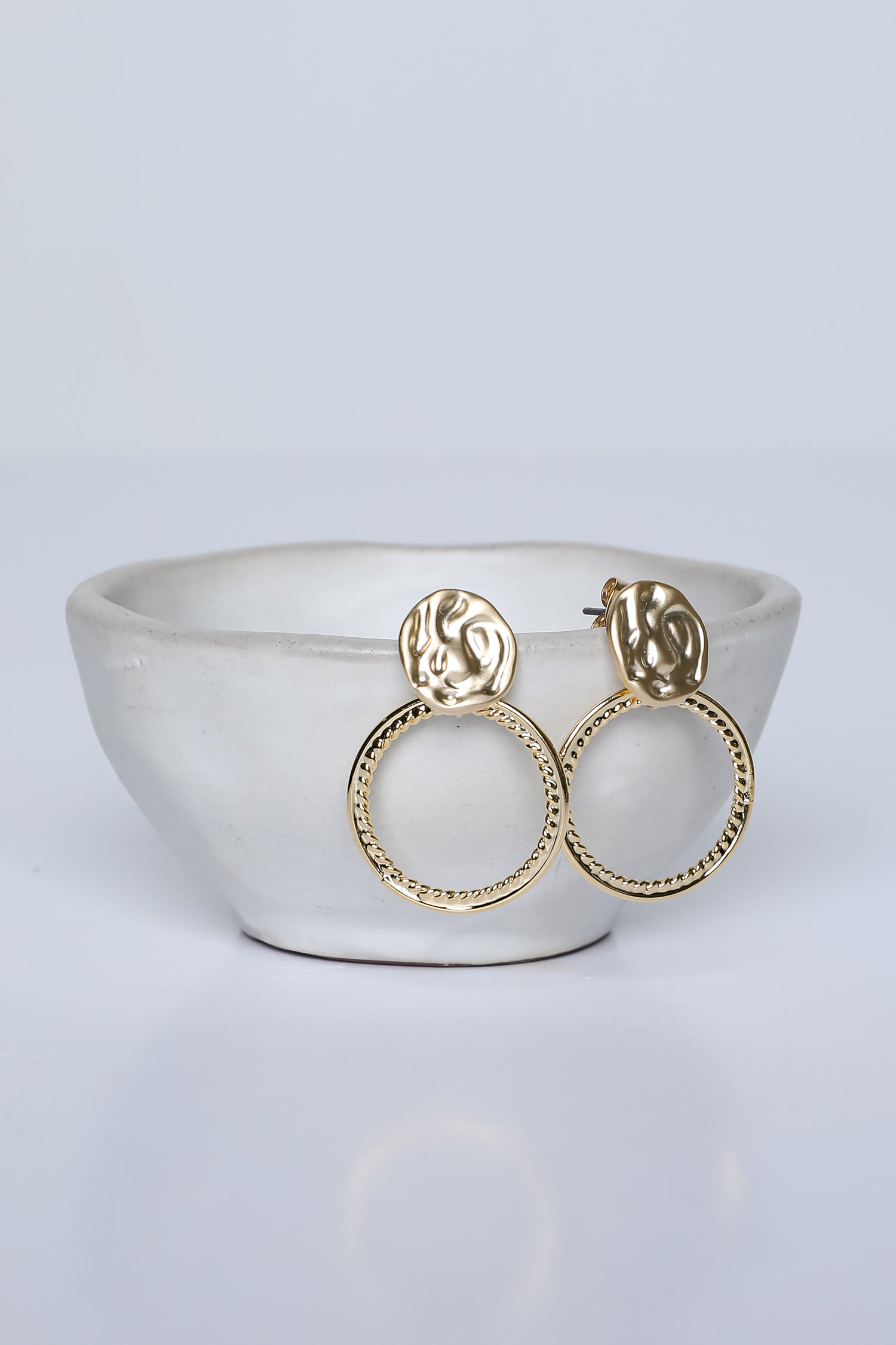 Ruby Gold Circle Drop Earrings