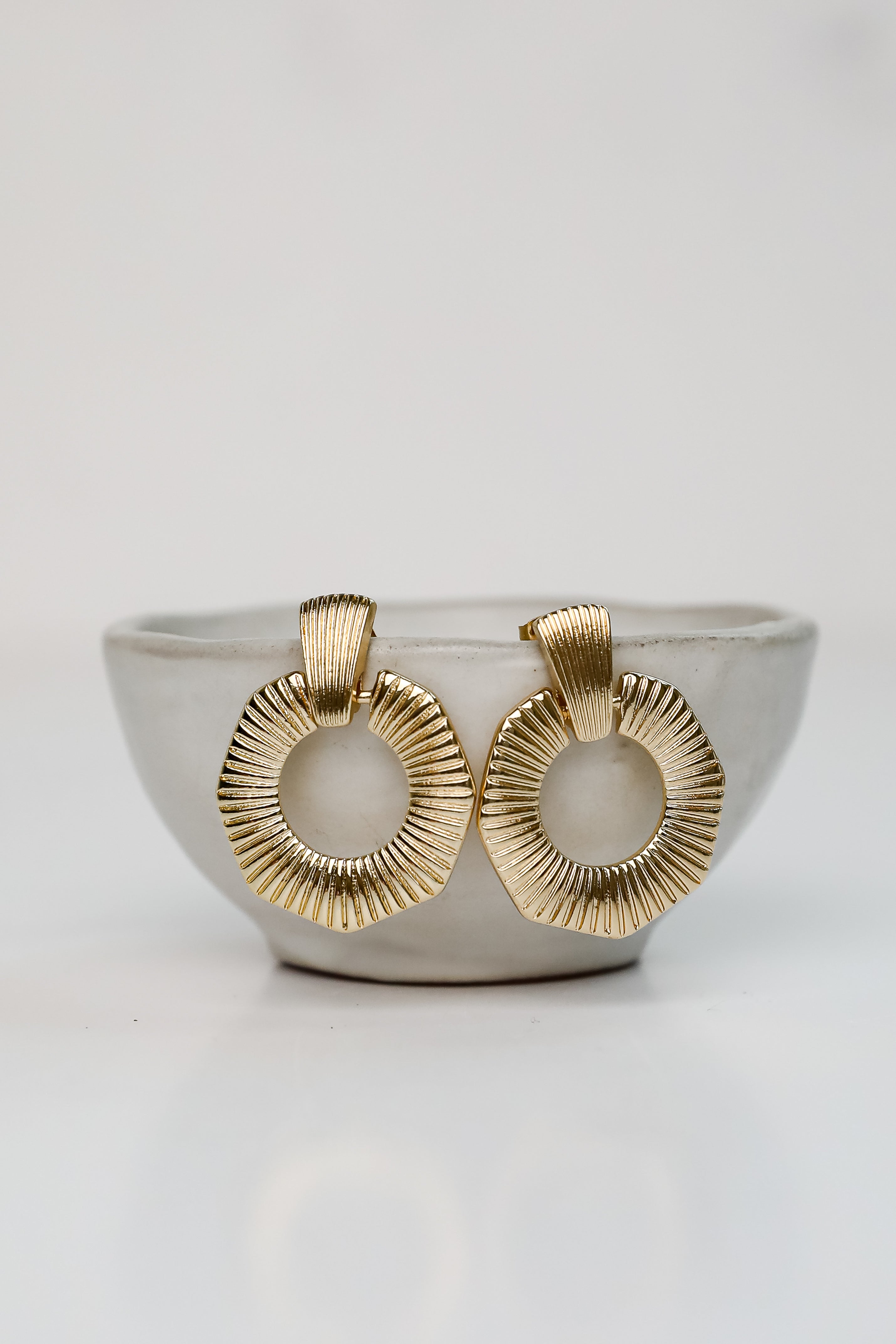 Laura Gold Circle Drop Earrings