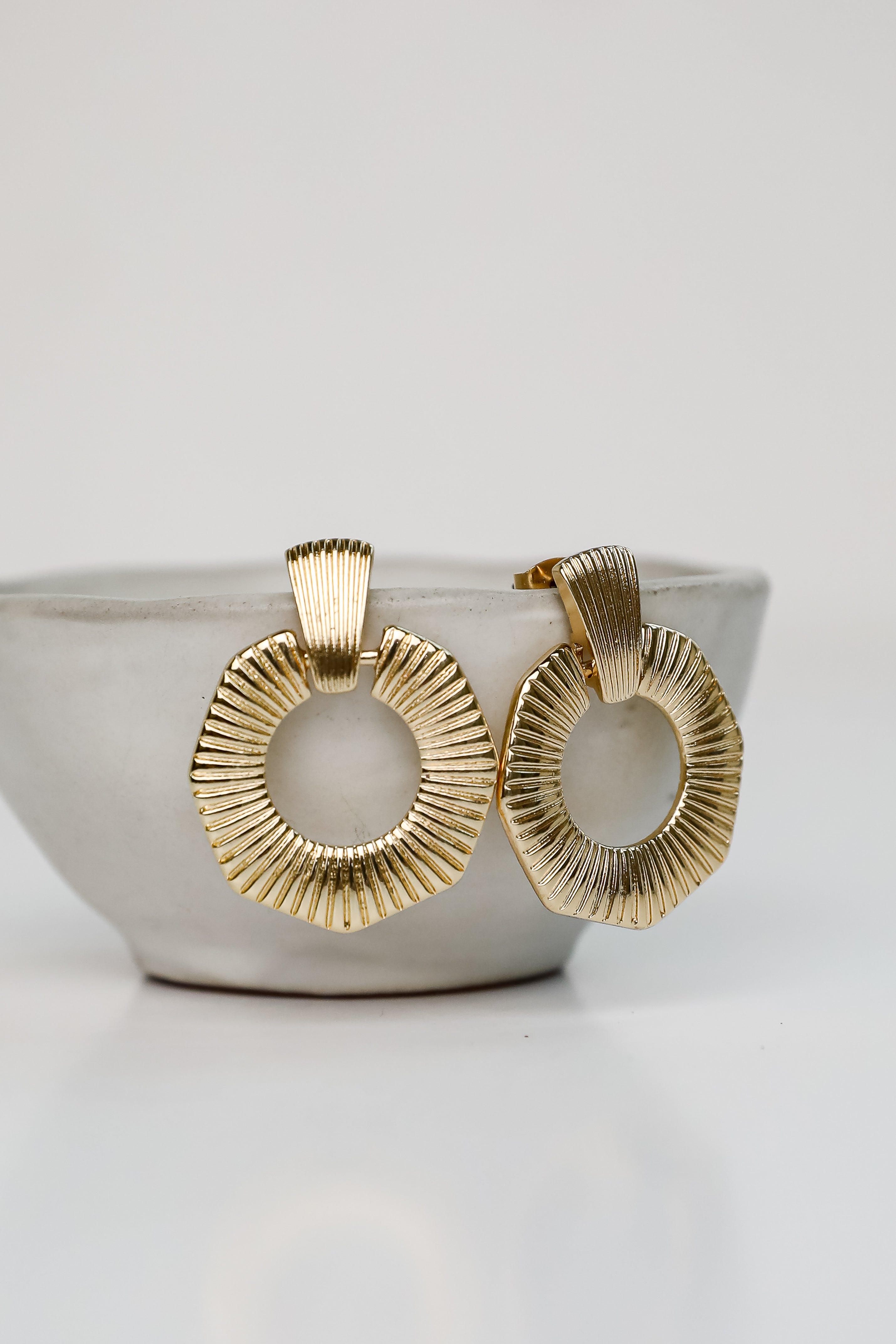 Laura Gold Circle Drop Earrings