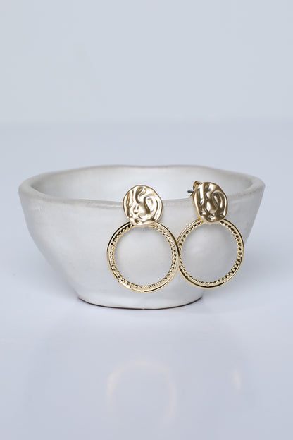 Ruby Gold Circle Drop Earrings