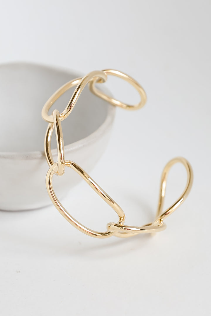 Brooklyn Gold Chainlink Cuff Bracelet