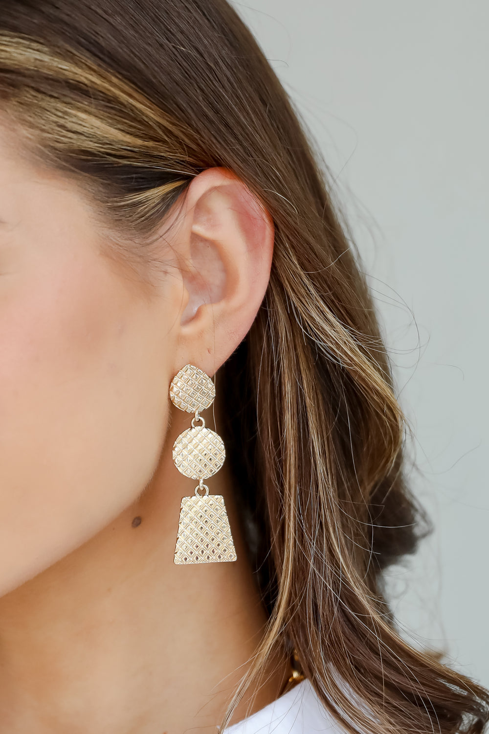 Riley Gold Textured Drop Earrings