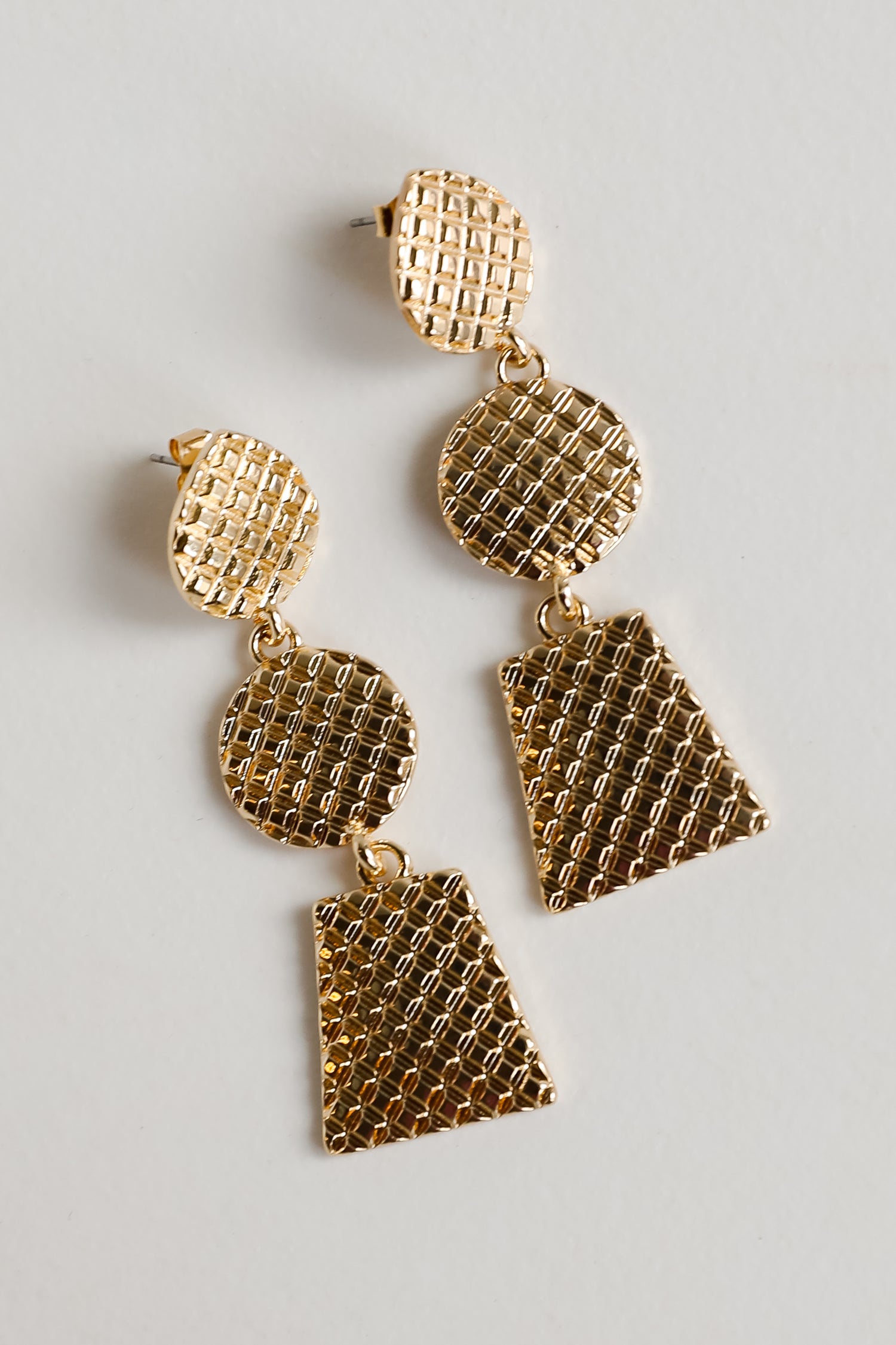 Riley Gold Textured Drop Earrings