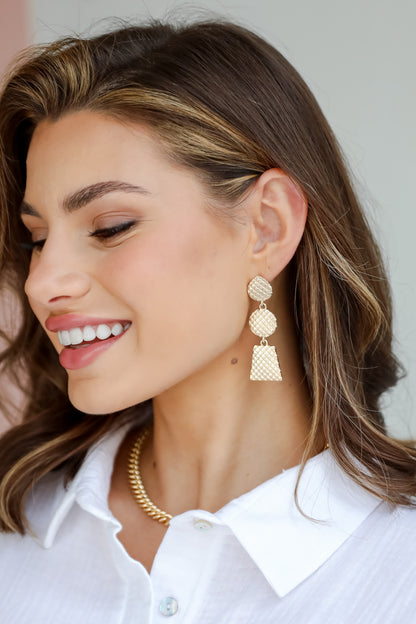 Riley Gold Textured Drop Earrings