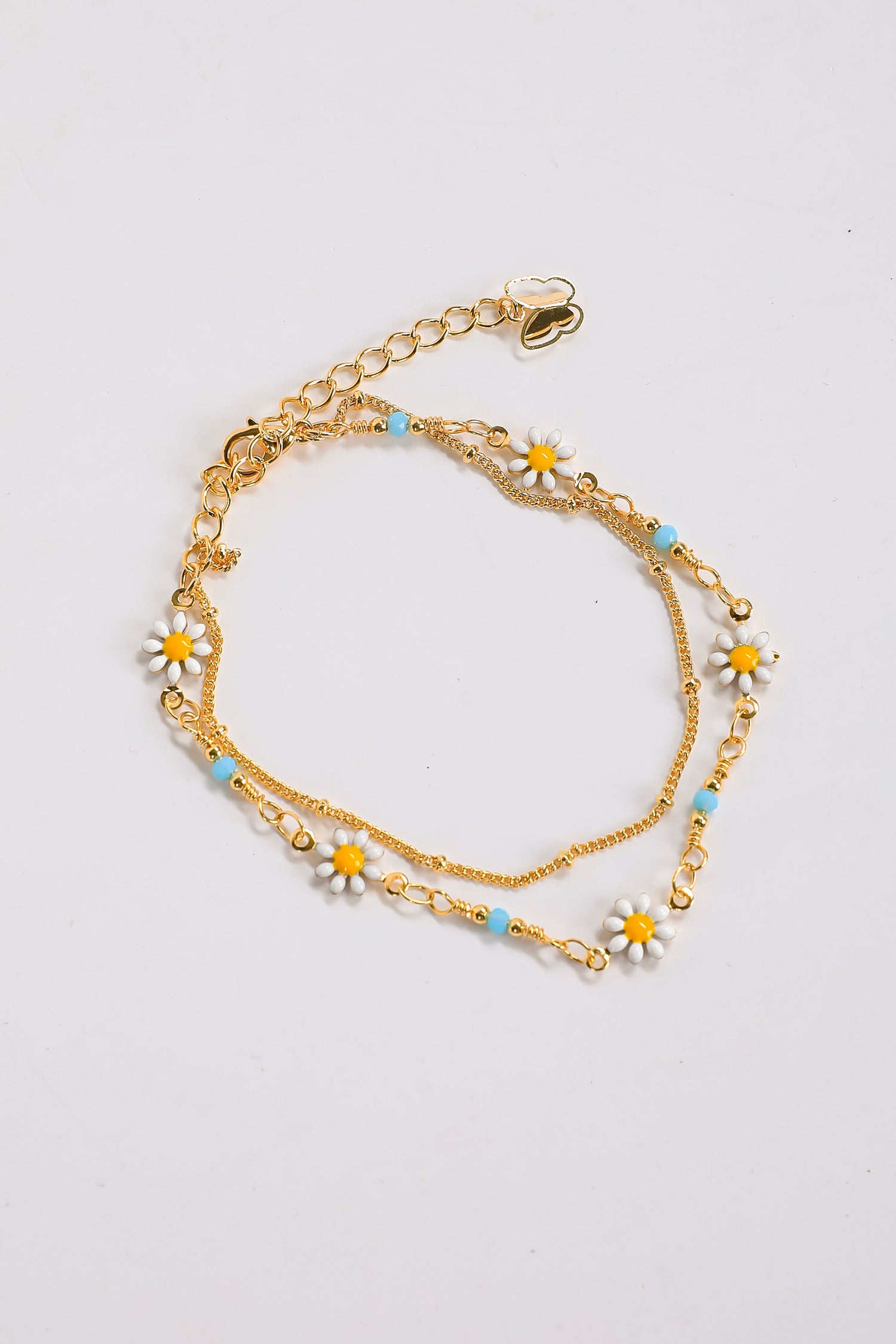 Cute Gold Flower Layered Chain Bracelet | Dainty Bracelets | DressUp Cute Gold Flower Layered Chain Bracelet | Dainty Bracelets | DressUp