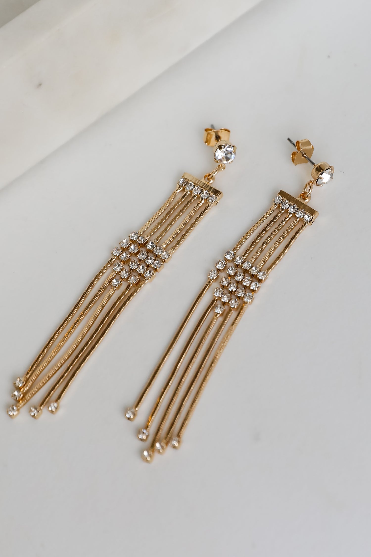 Cute Gold Rhinestone Fringe Earrings | Statement Earrings | DressUp Cute Gold Rhinestone Fringe Earrings | Statement Earrings | DressUp