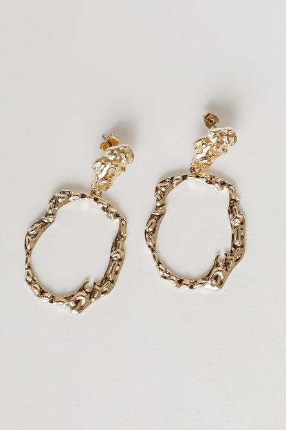 Samantha Gold Hammered Drop Earrings