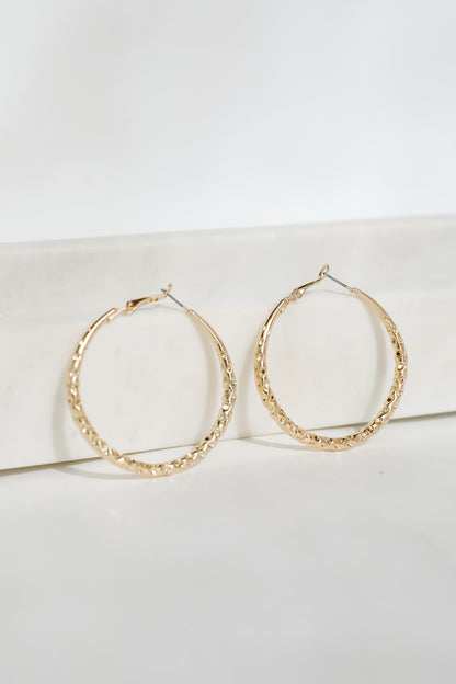 Ellie Gold Hammered Hoop Earrings