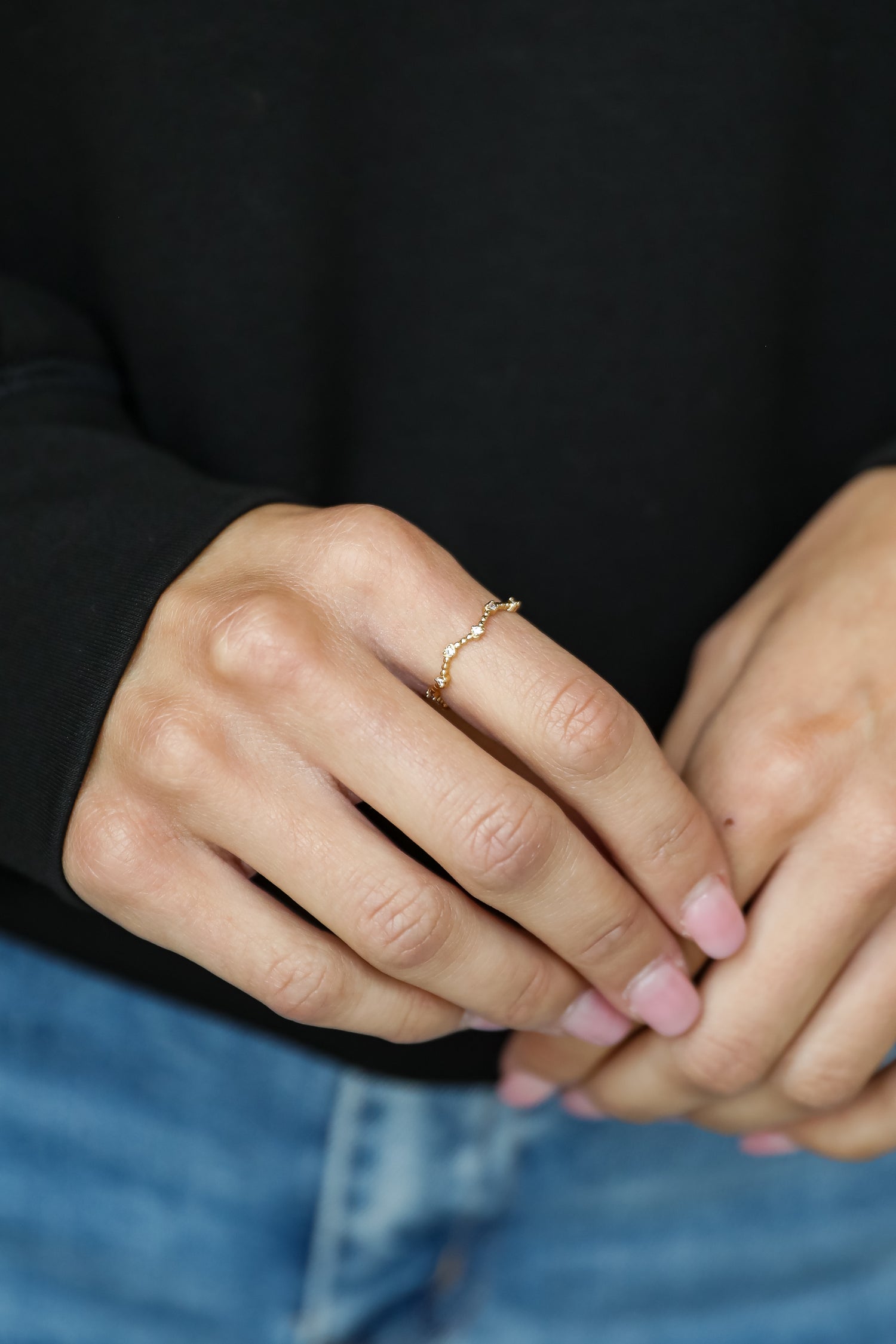 Everleigh Gold Rhinestone Heart Ring