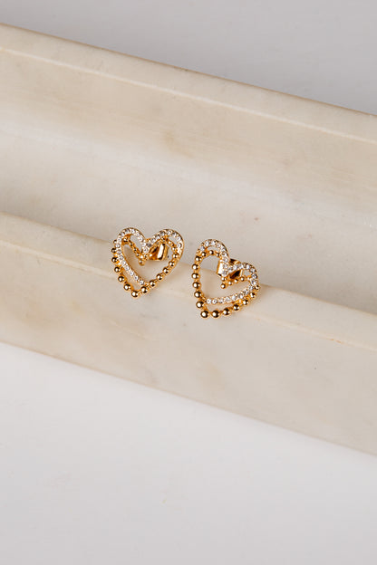 Skye Gold Heart Stud Earrings