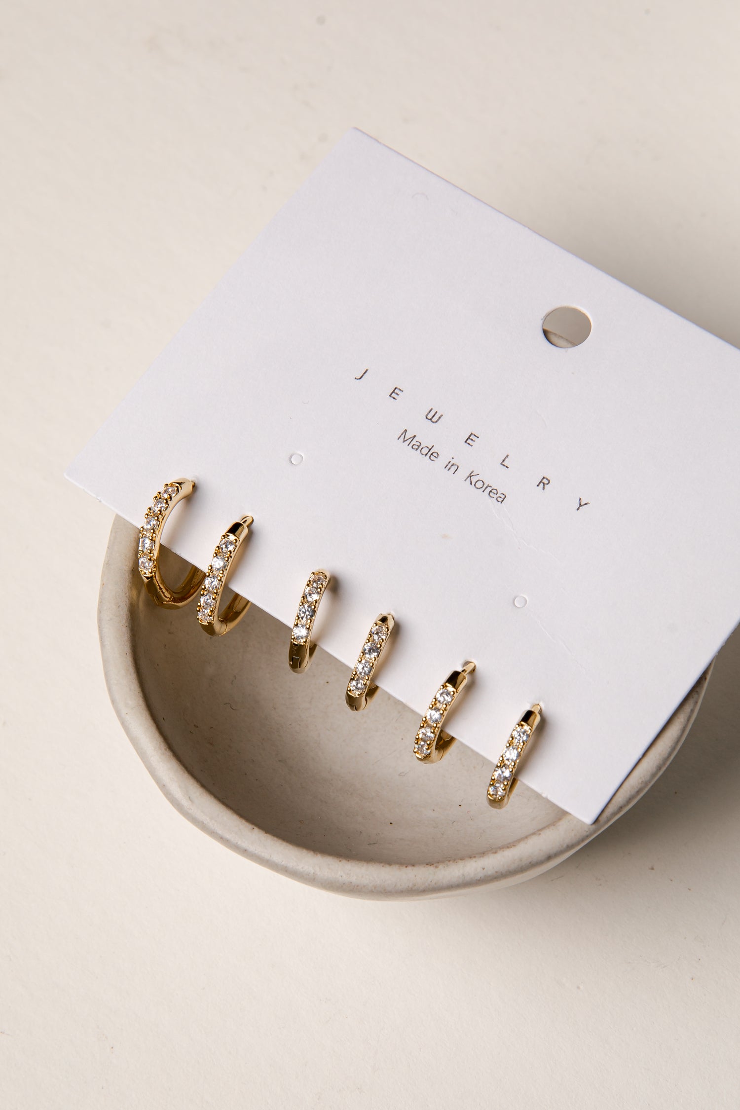 Cydney Gold Rhinestone Hoop Earring Set