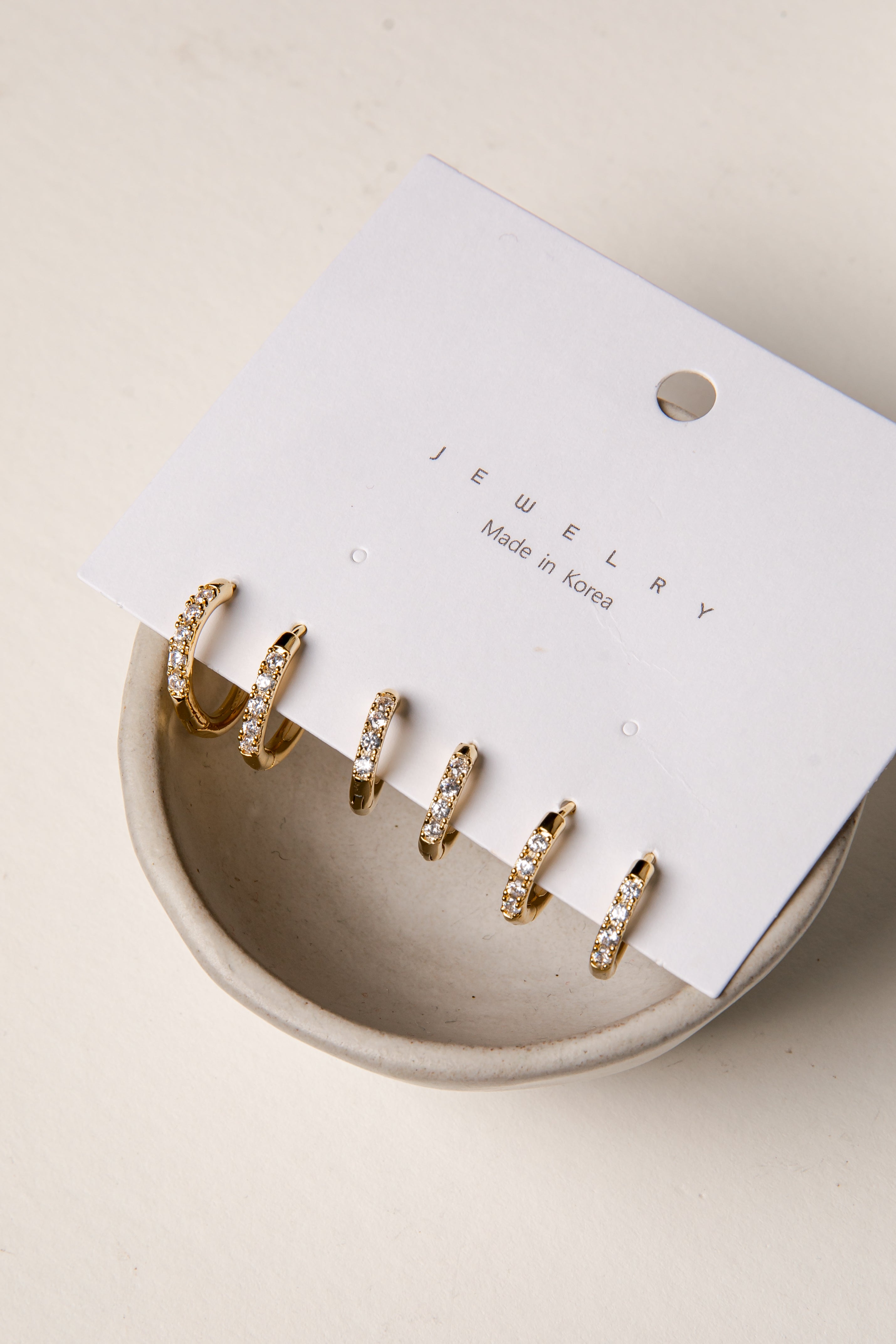 Cydney Gold Rhinestone Hoop Earring Set