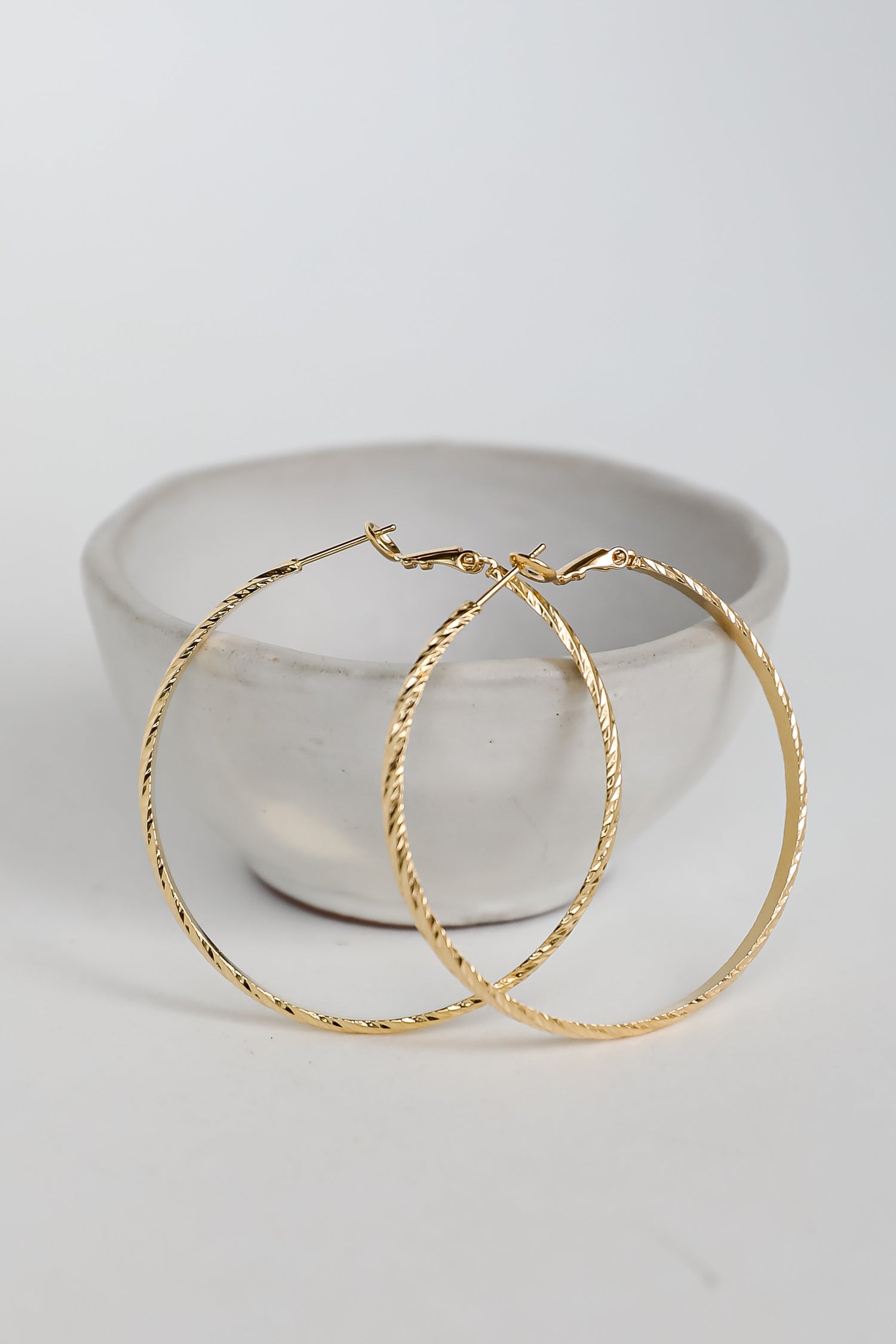 Gold Textured Hoop Earrings