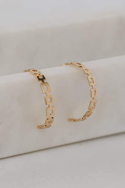 Mary Gold Chainlink Hoop Earrings