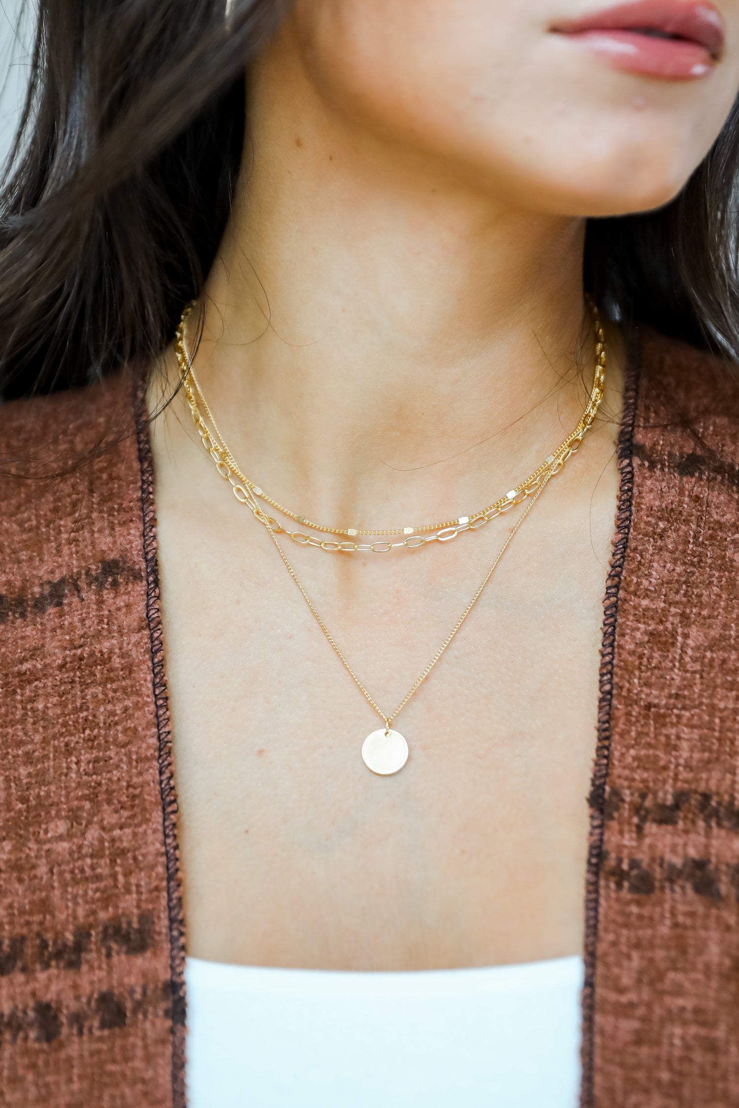 Ruby Gold Layered Chain Necklace