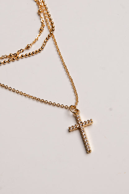 Mary Gold Layered Cross Necklace