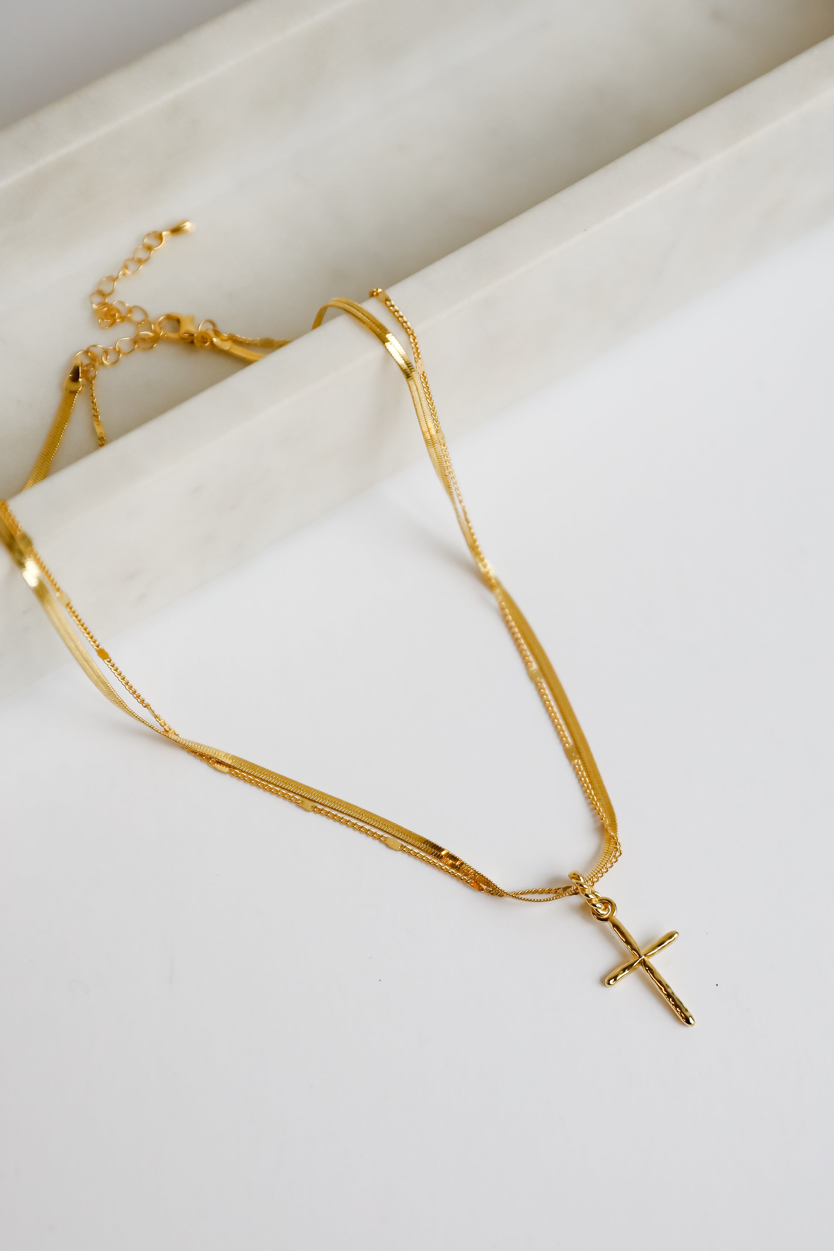 Anna Gold Layered Cross Charm Necklace