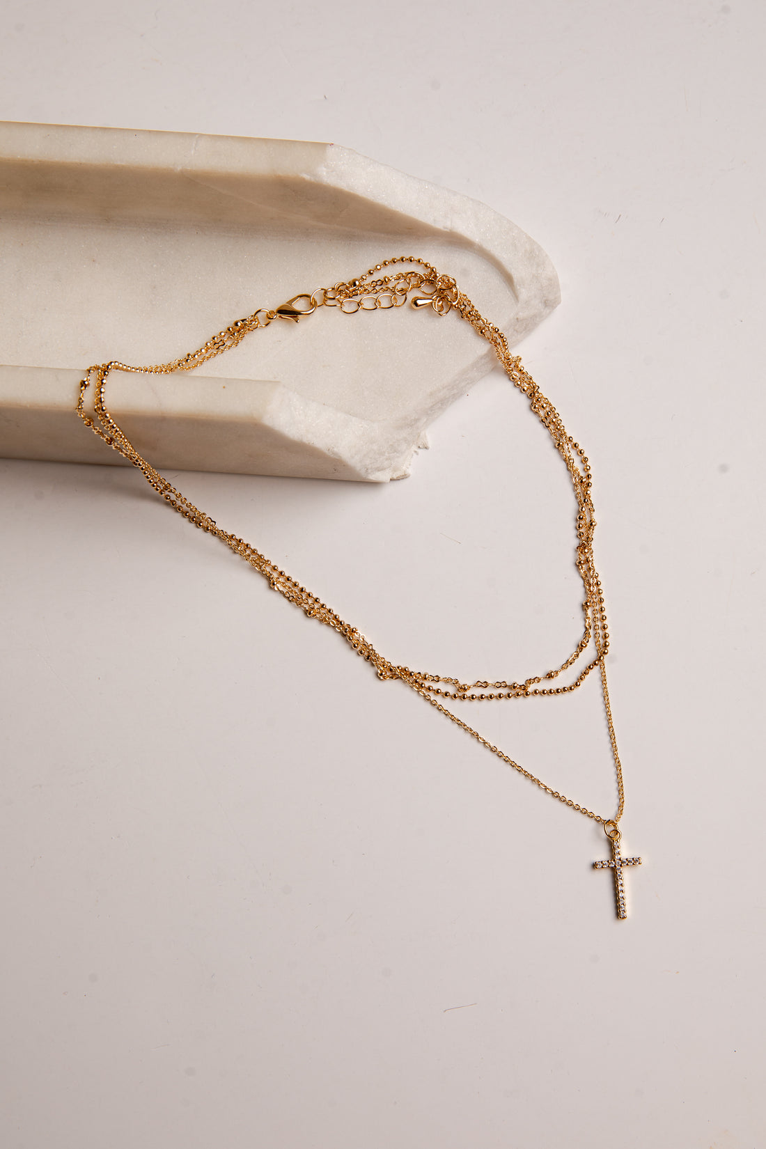 Mary Gold Layered Cross Necklace