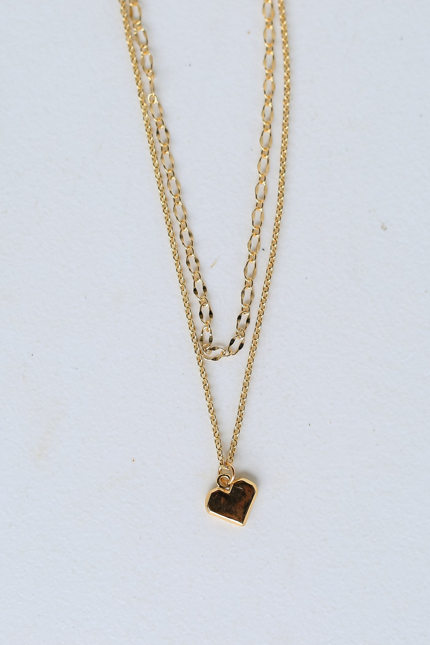 Gold Layered Heart Charm Necklace