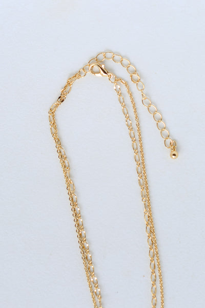 Gold Layered Heart Charm Necklace close up