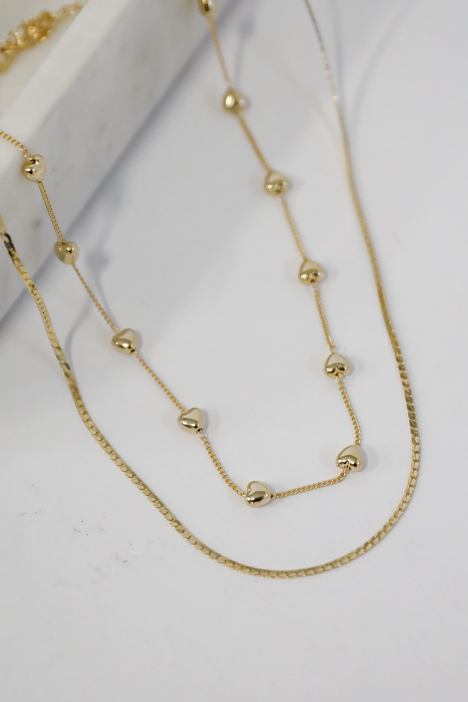 Cute Gold Heart Layered Chain Necklace | Trendy Jewelry | DressUp Cute Gold Heart Layered Chain Necklace | Trendy Jewelry | DressUp