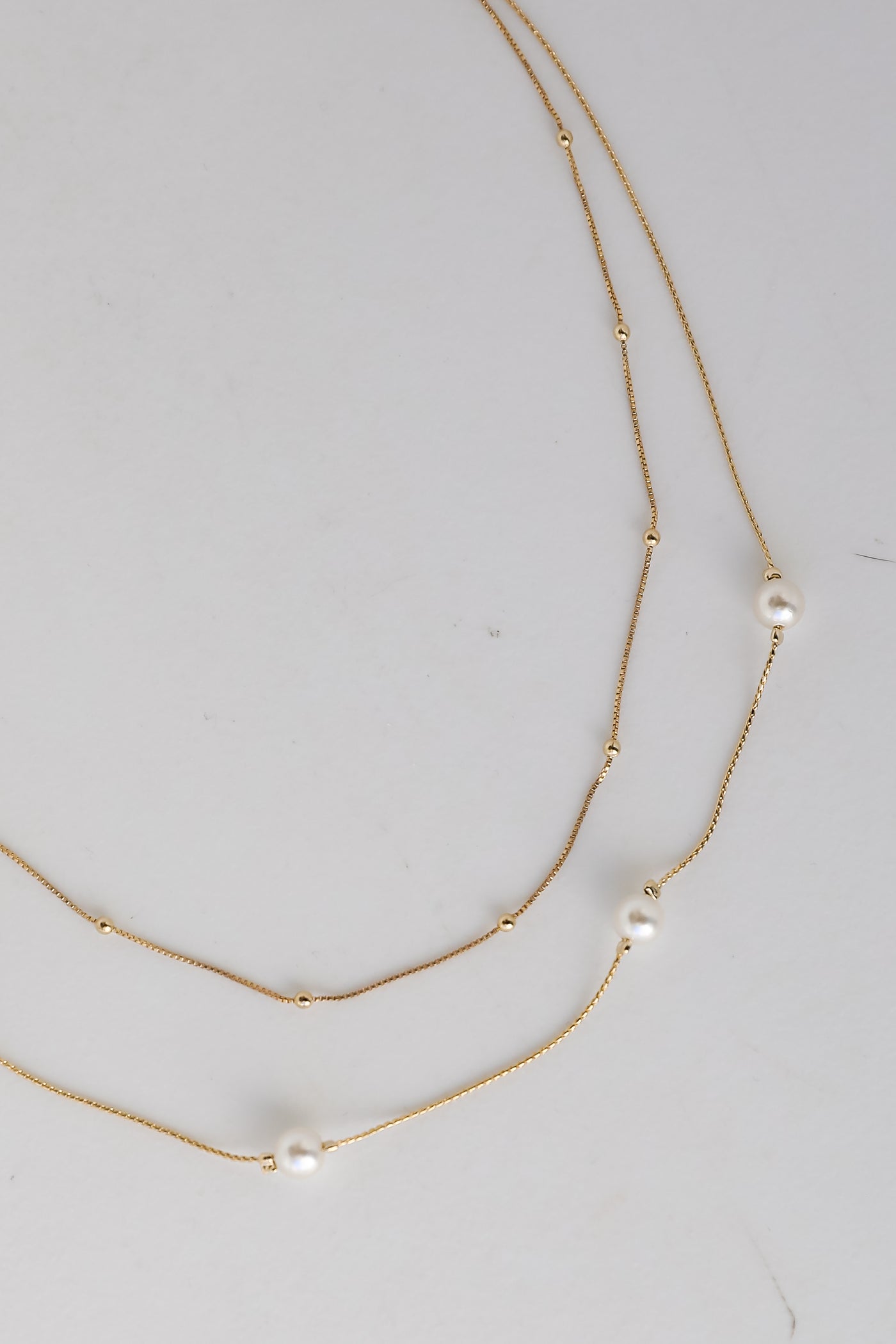 Gold Peal Layered Necklace