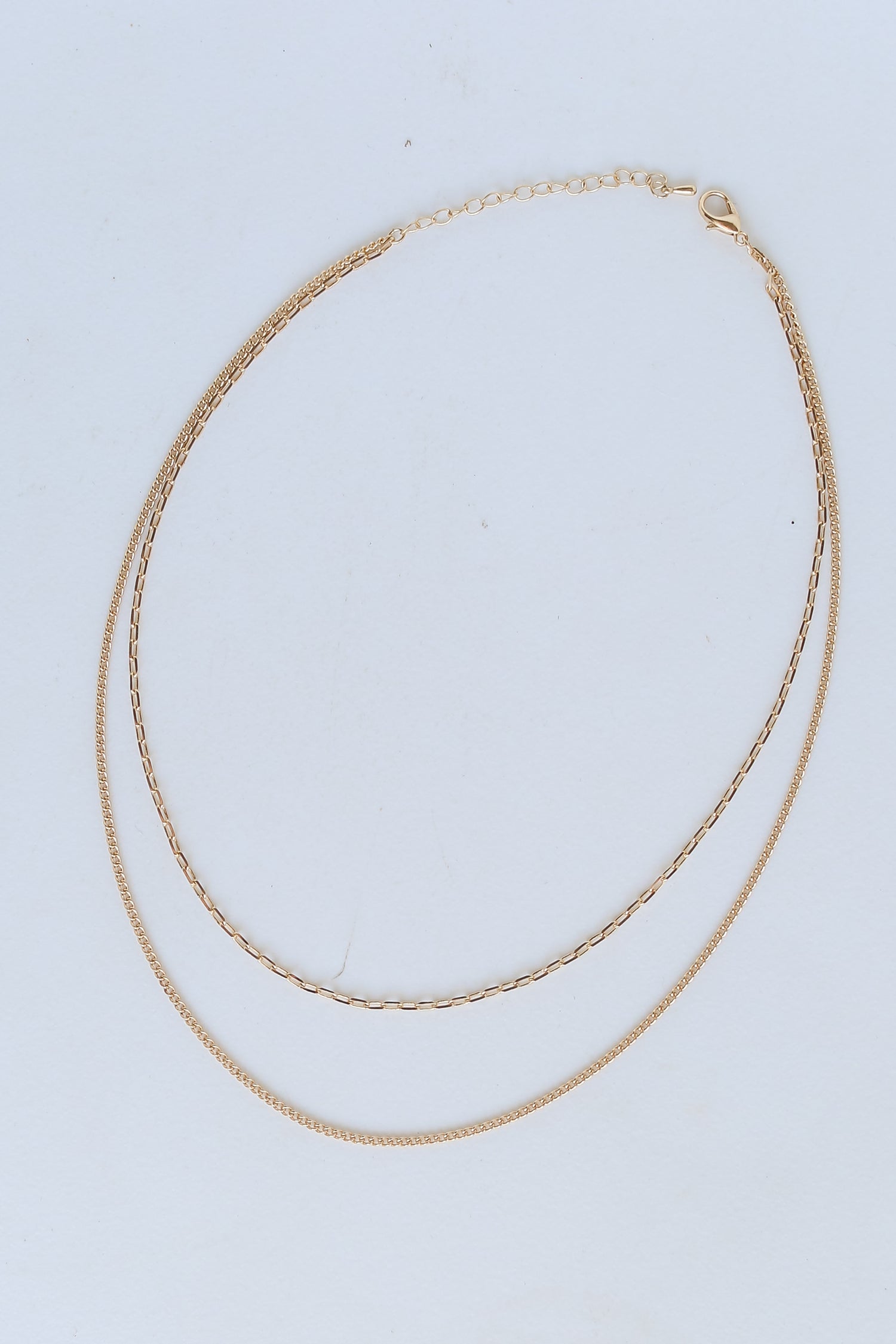 Gold Layered Chain Necklace flat lay