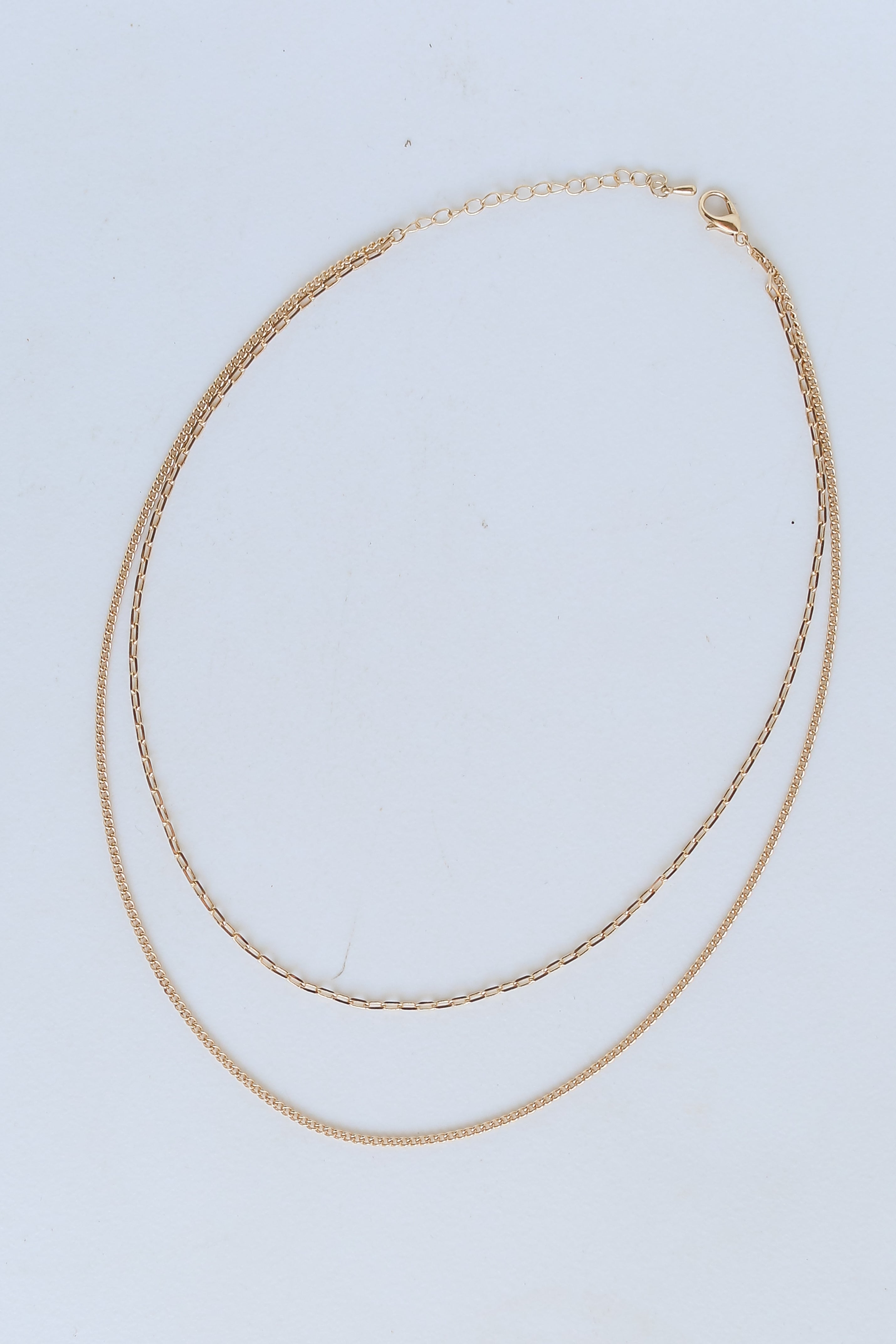 Gold Layered Chain Necklace flat lay