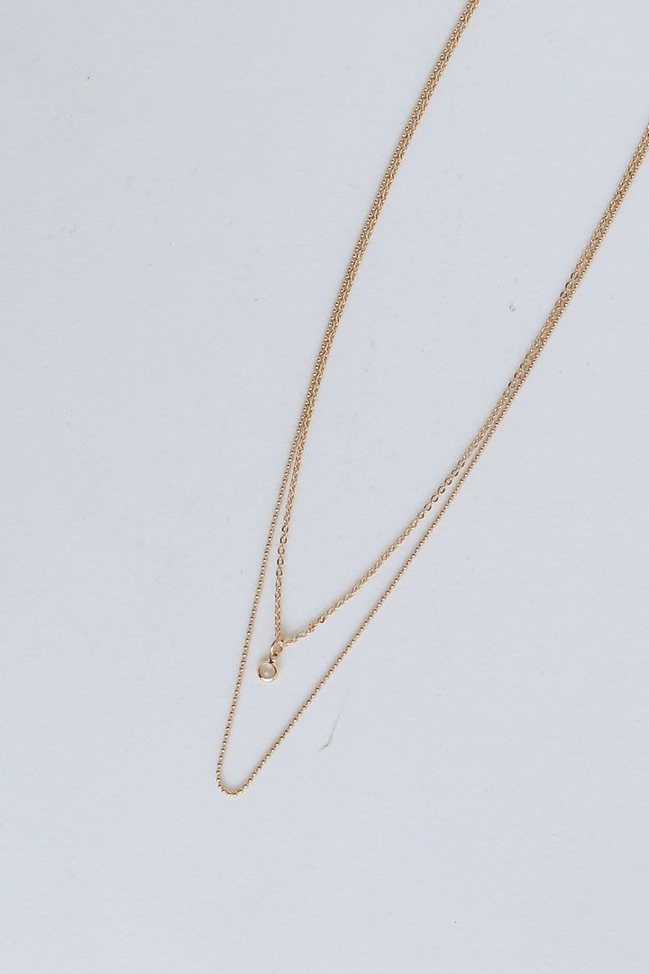 Gold Rhinestone Charm Layered Necklace