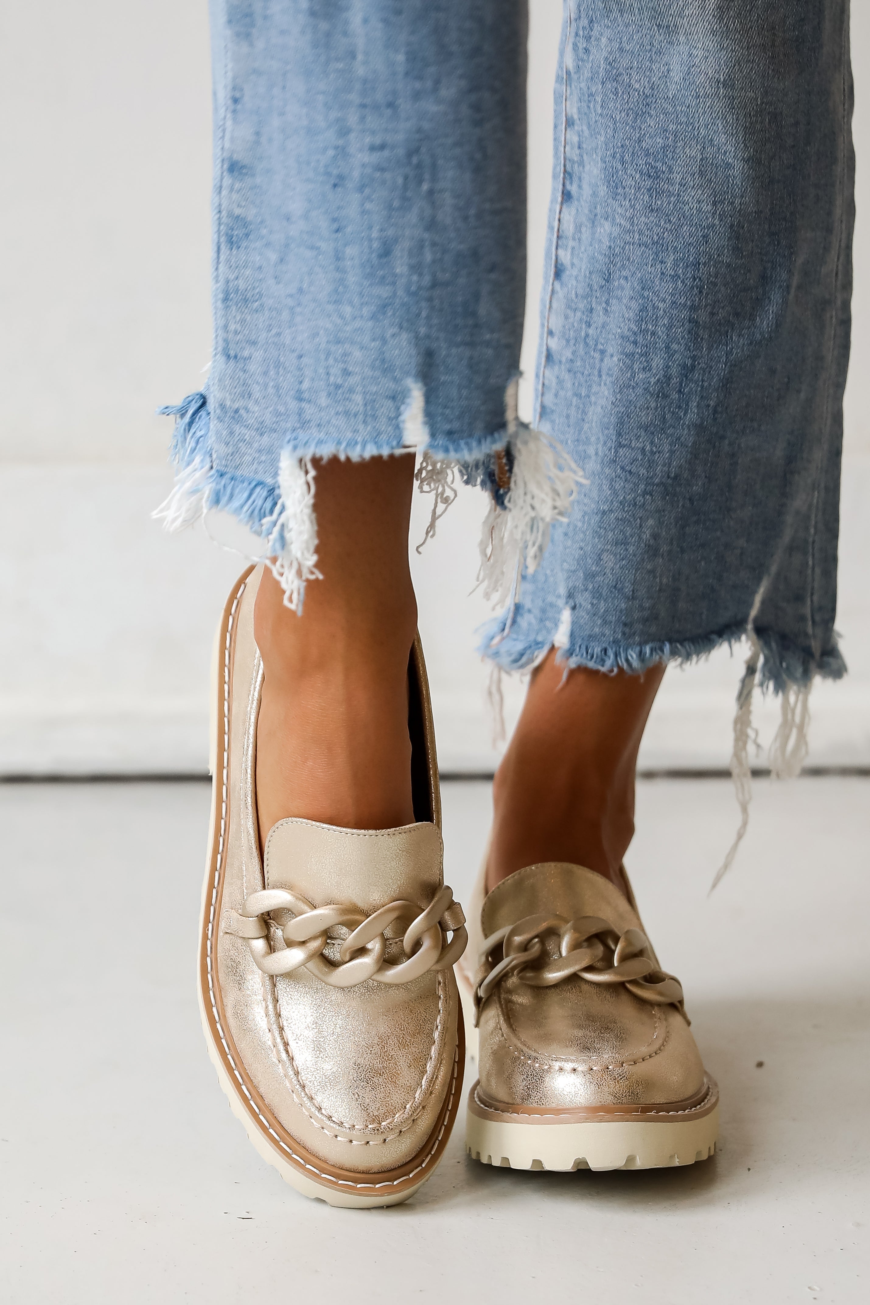 Going Your Way Gold Platform Loafers