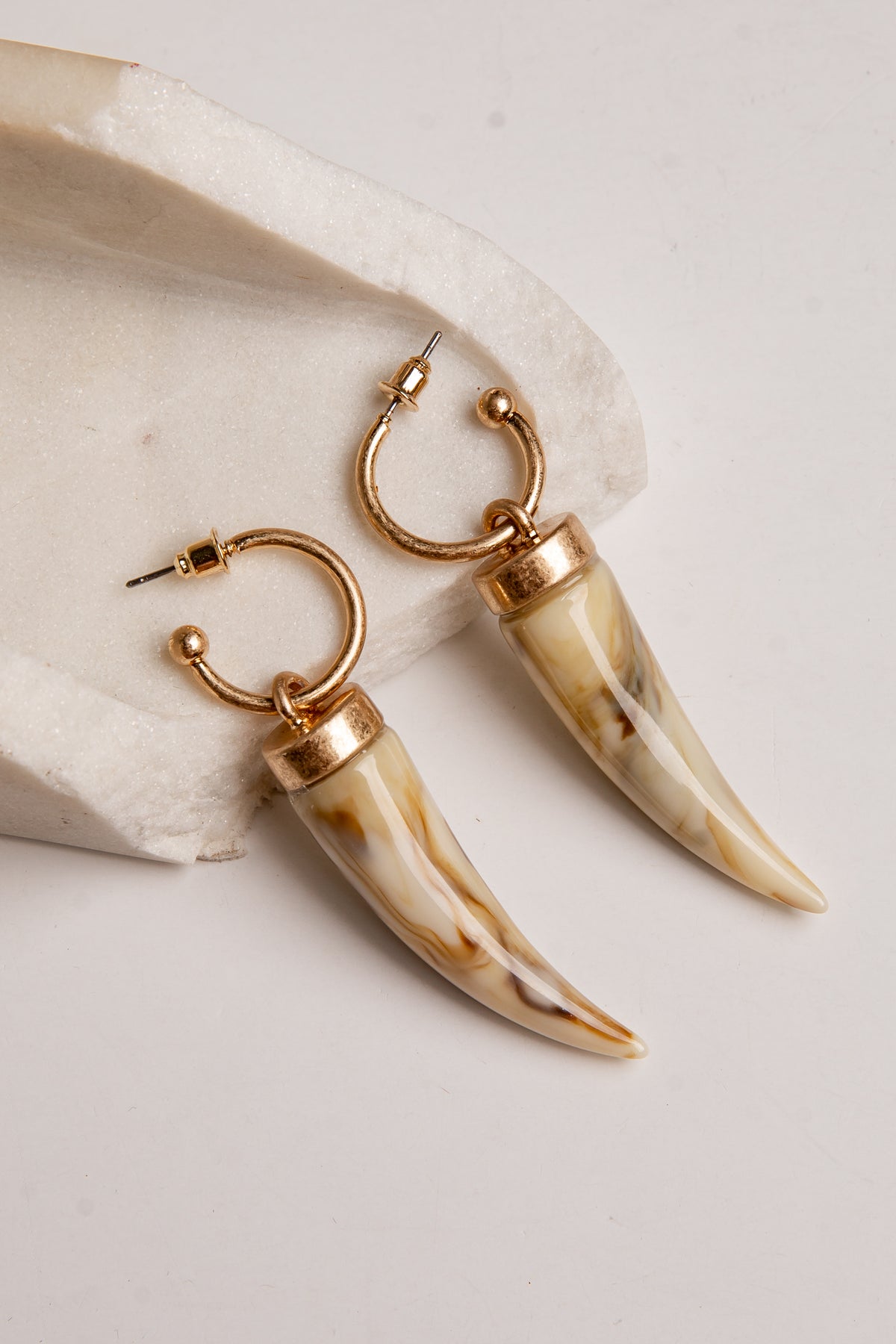 Leona Gold Marbled Horn Earrings