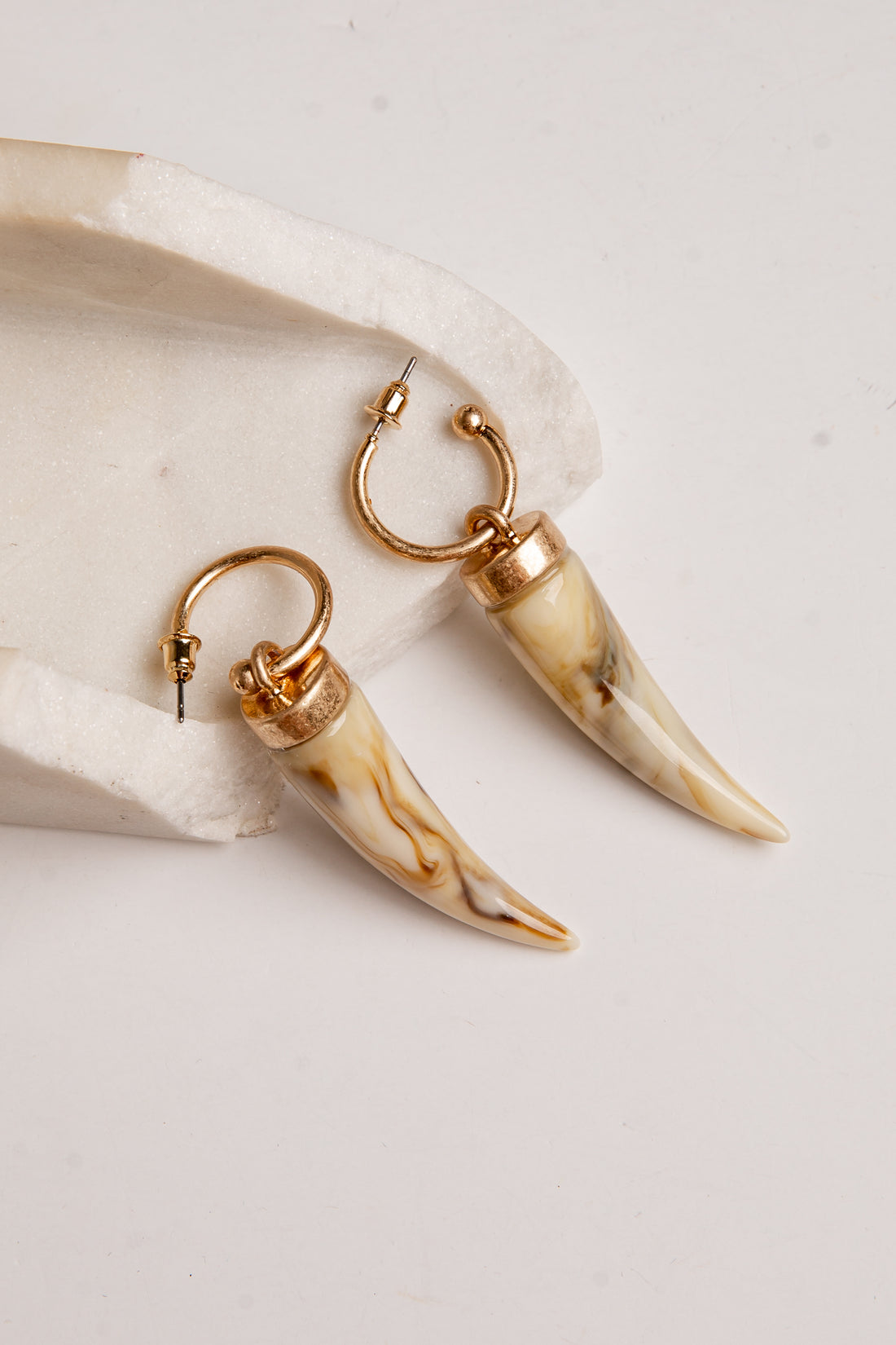 Leona Gold Marbled Horn Earrings