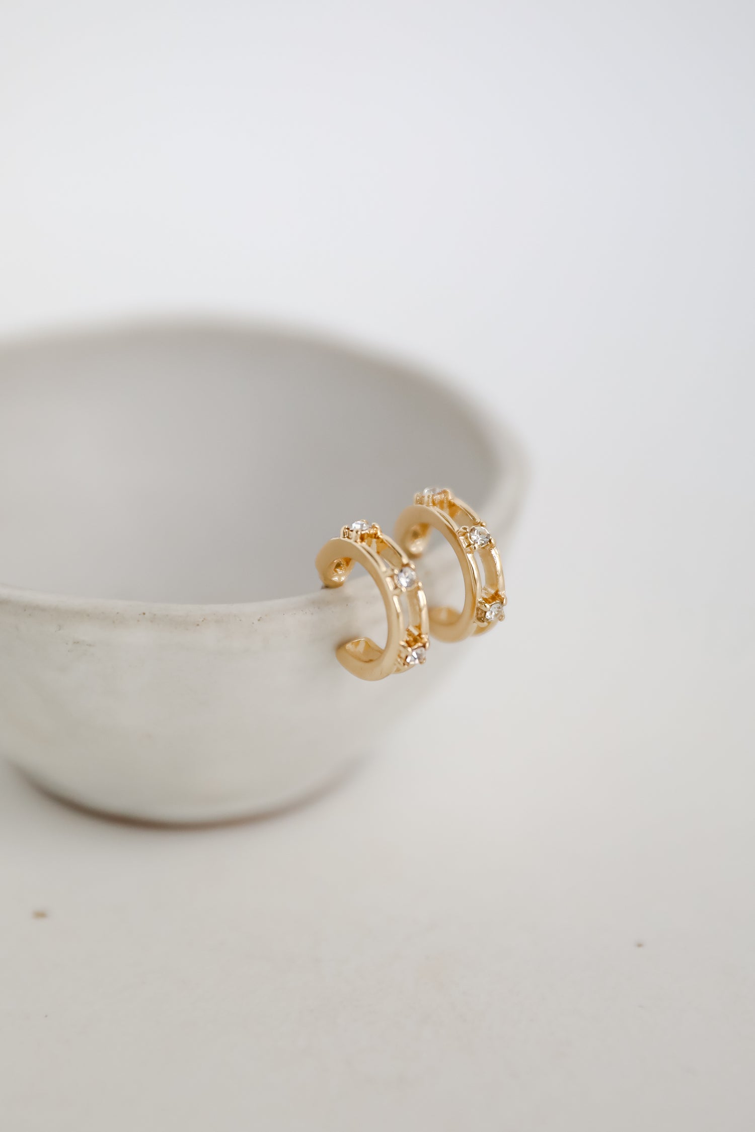 Haven Gold Rhinestone Mini Hoop Earrings